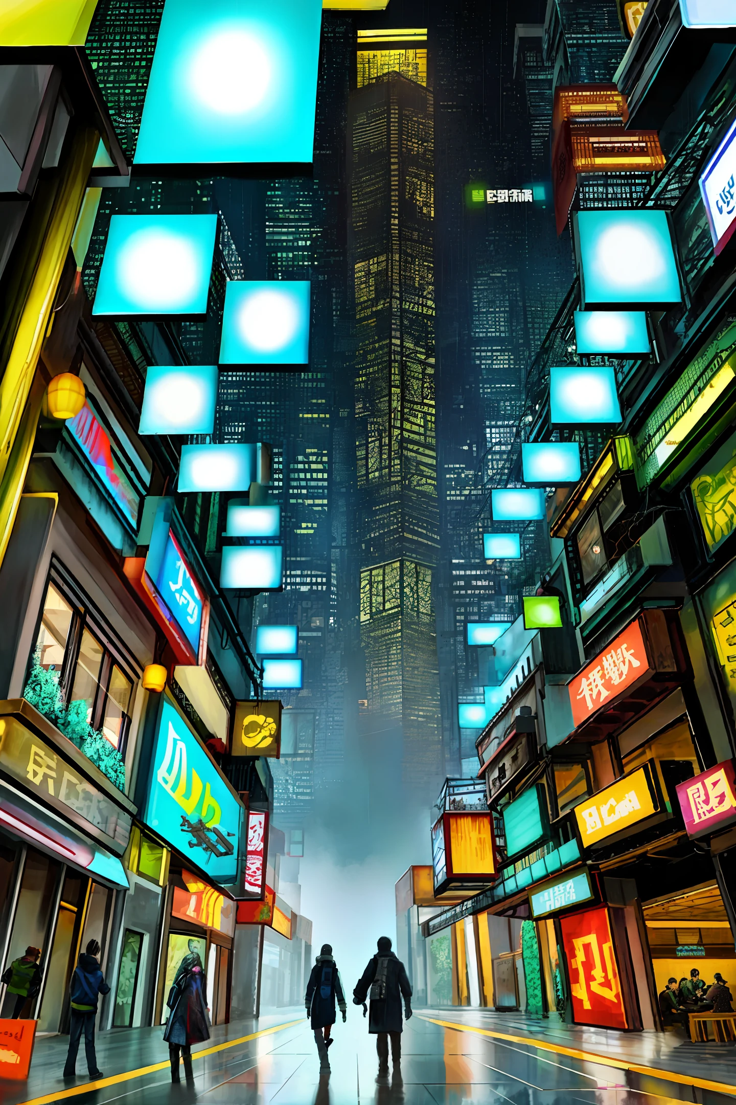 A cyberpunk-style Chinese-style city,rainy days