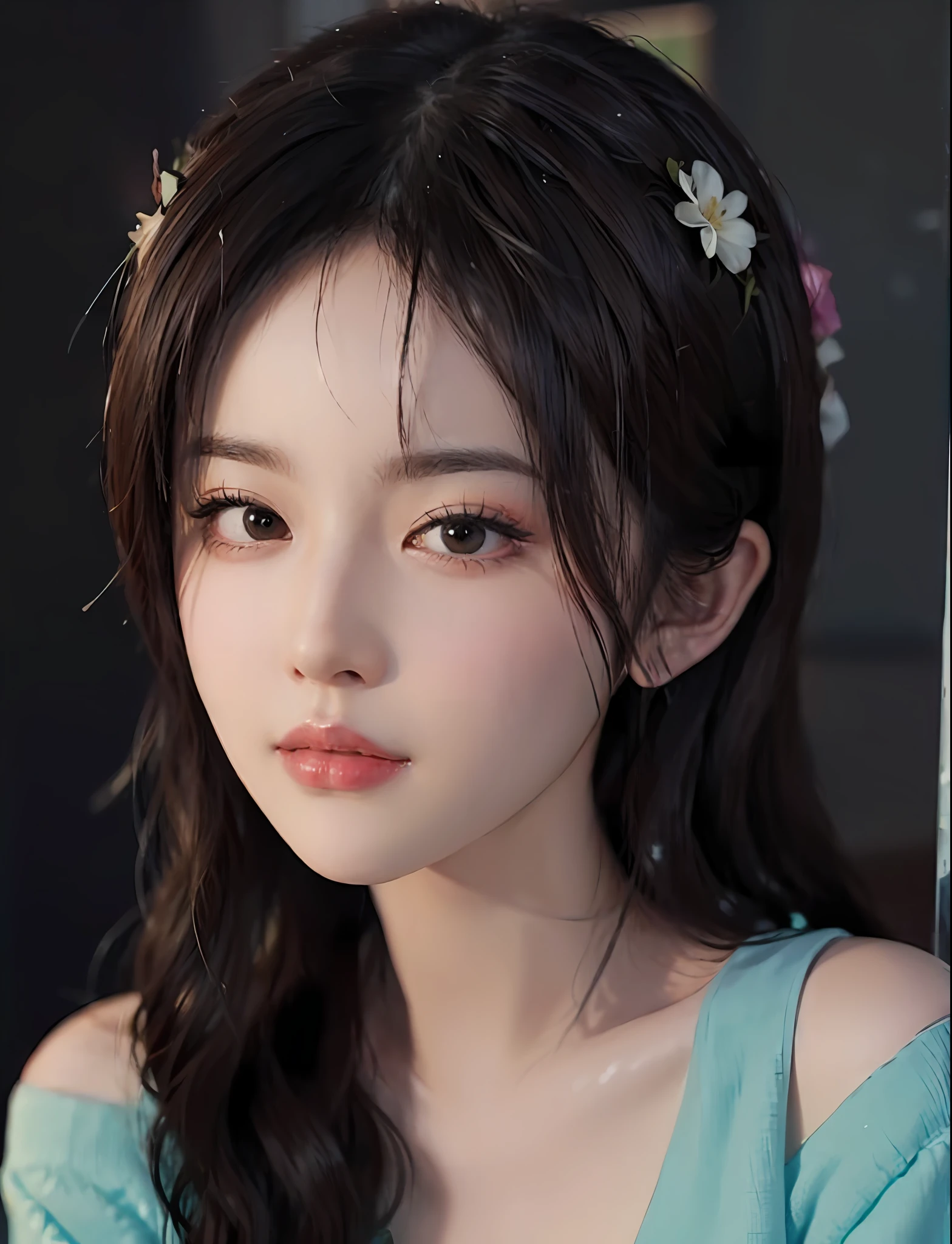 (((flowers splash at side and background))) , t-shirt design, in the style of realistic, ((pastel tetradic colors)), cute and quirky, fantasy art, bokeh, soft lighting, camera face view, retro aesthetic, focused on the character, 4K resolution, photo realistic, dynamic lighting, artstation, poster, volumetric lighting, very detailed faces , camera face , focus at face , life expression ,