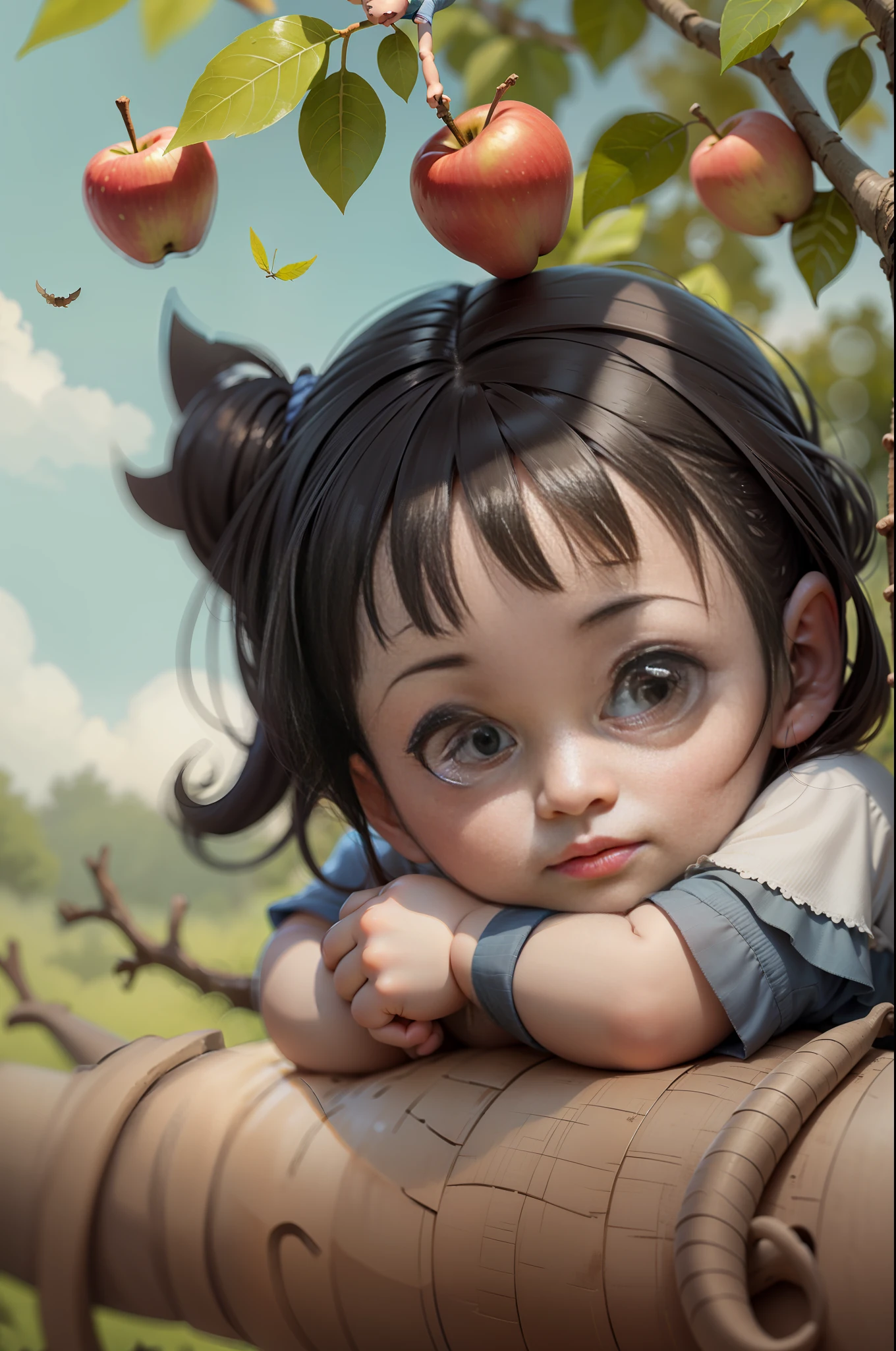 Cute **********，dolls，Lying on an apple tree，Laid back，Cool