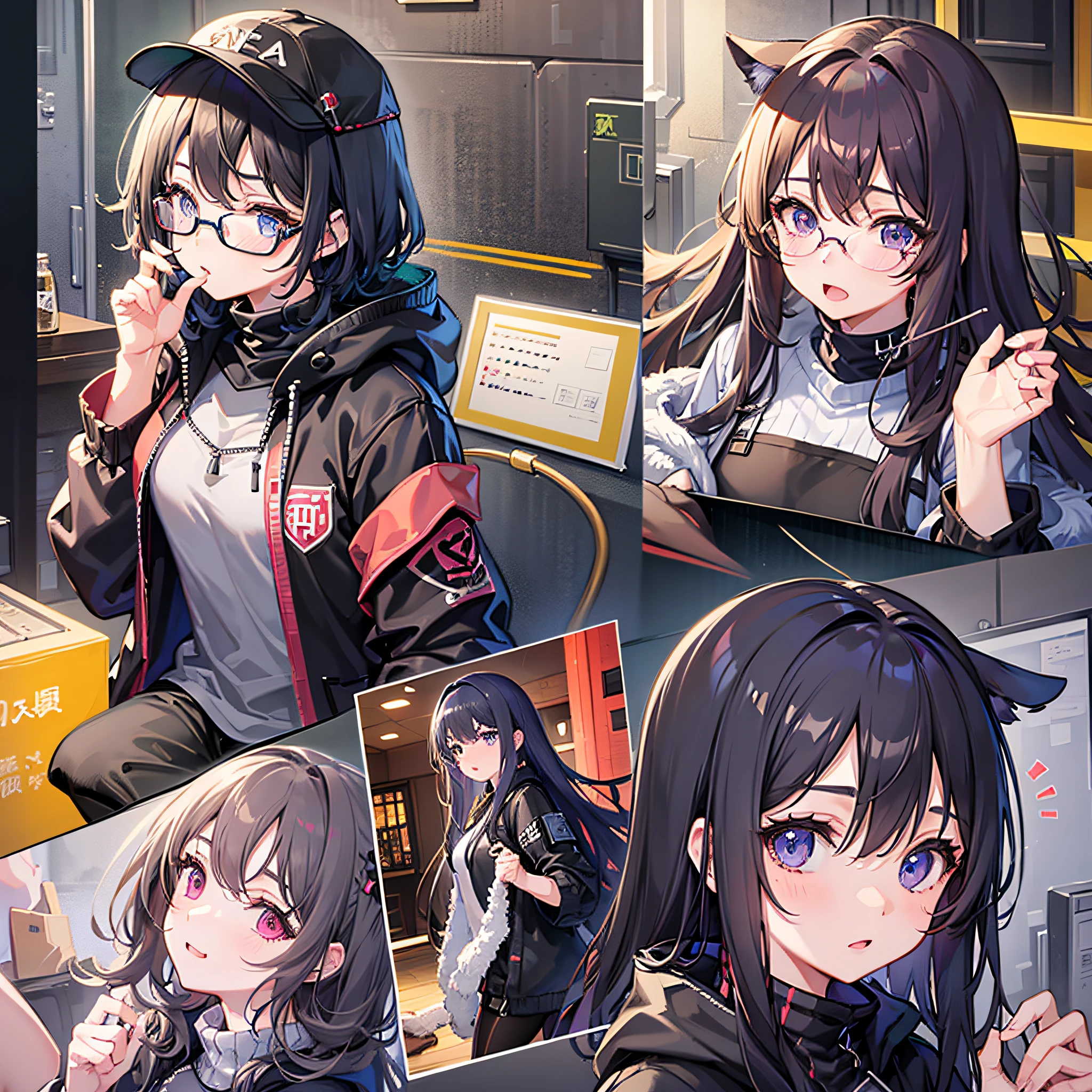 Anime girls playing games、shiraga、parka、Smooth Art CG、最好质量、ultra-high-resolution、eye glass、Streaming videos
