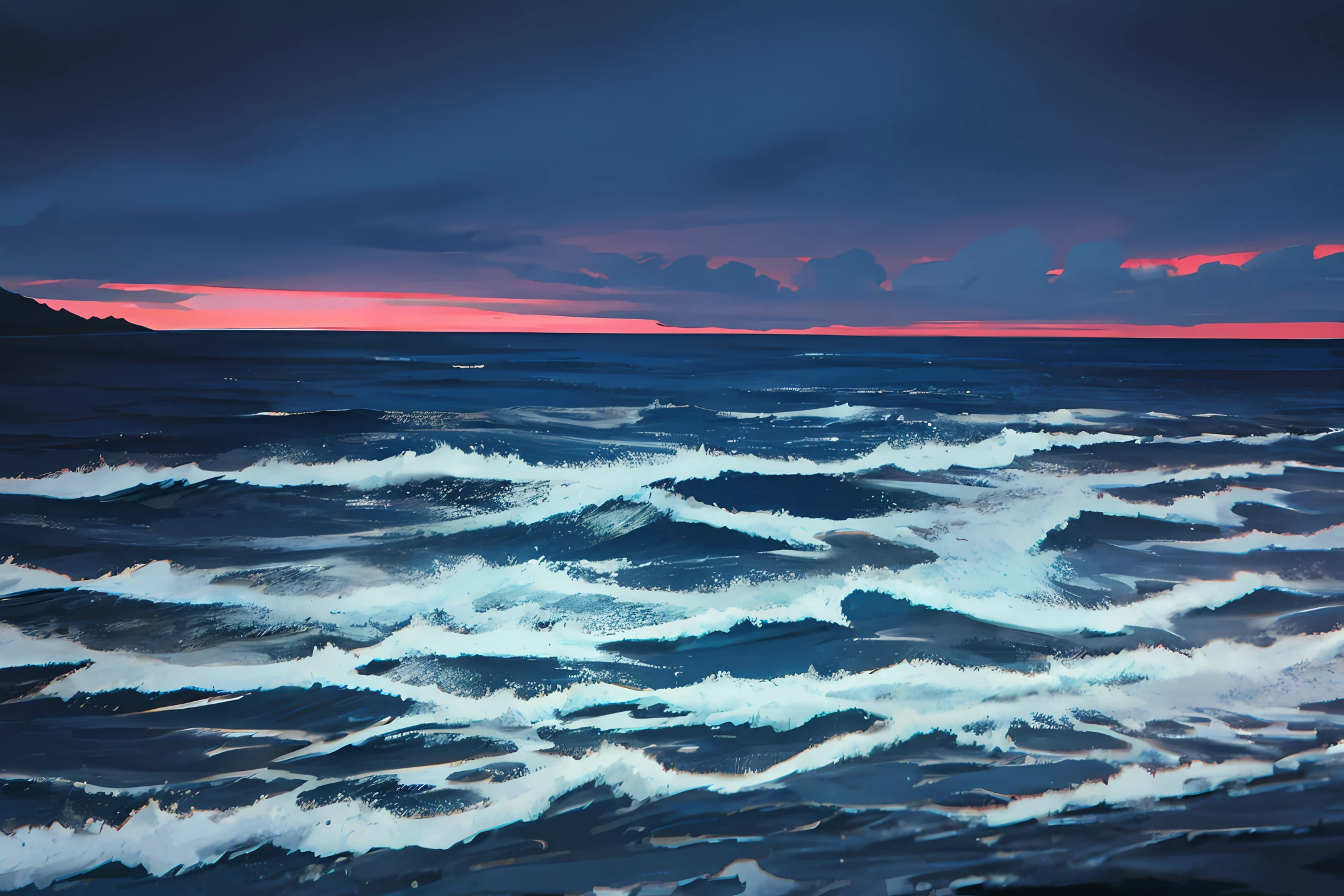 The sea is dusk