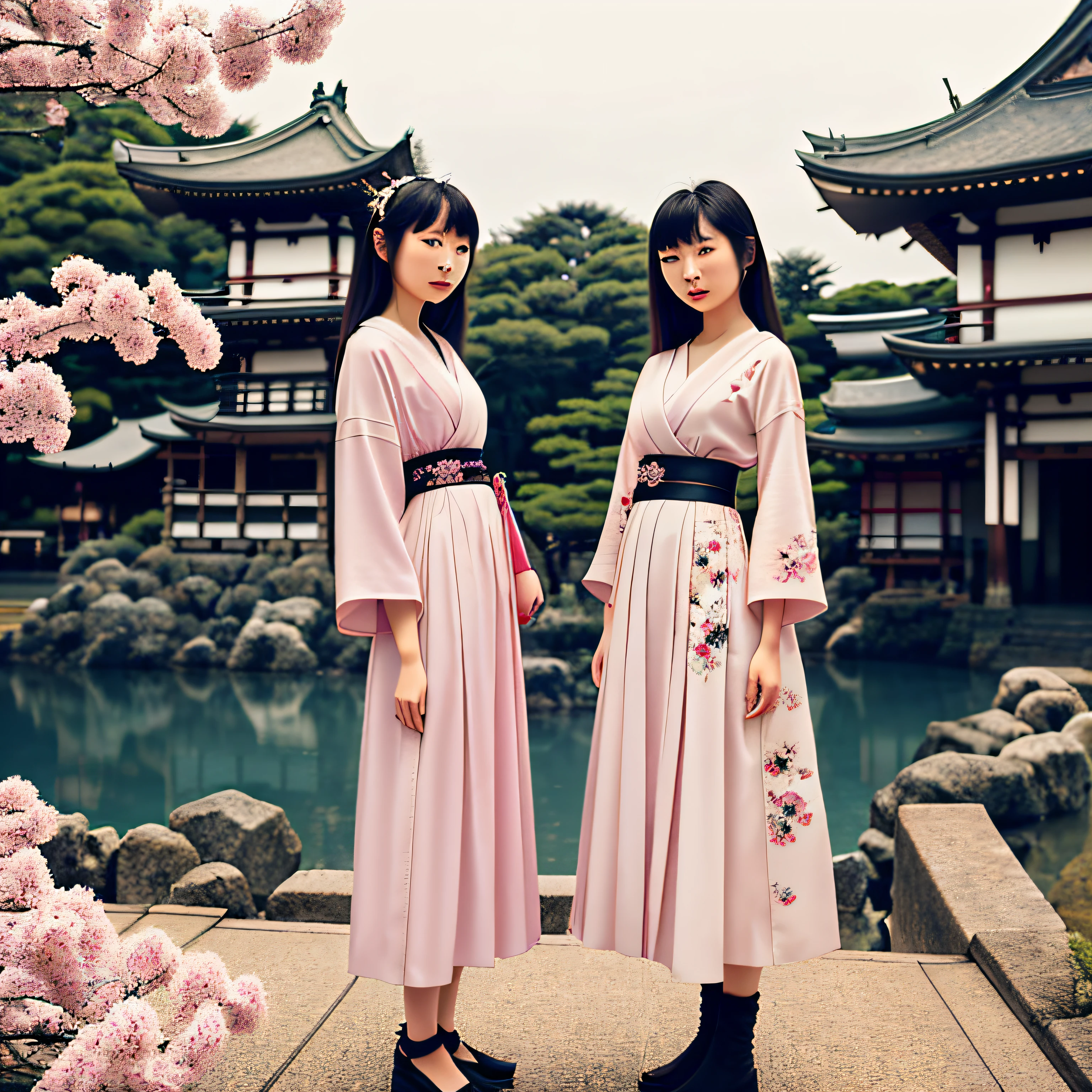 tumblr、function、Two Japan girls standing together、Gorgeous young Japan woman、beautiful Japanese lady、Female Fashion Model、young and cute girl、Alaffe asian woman posing for photo inspired by beautiful asian girl、Petals flutter