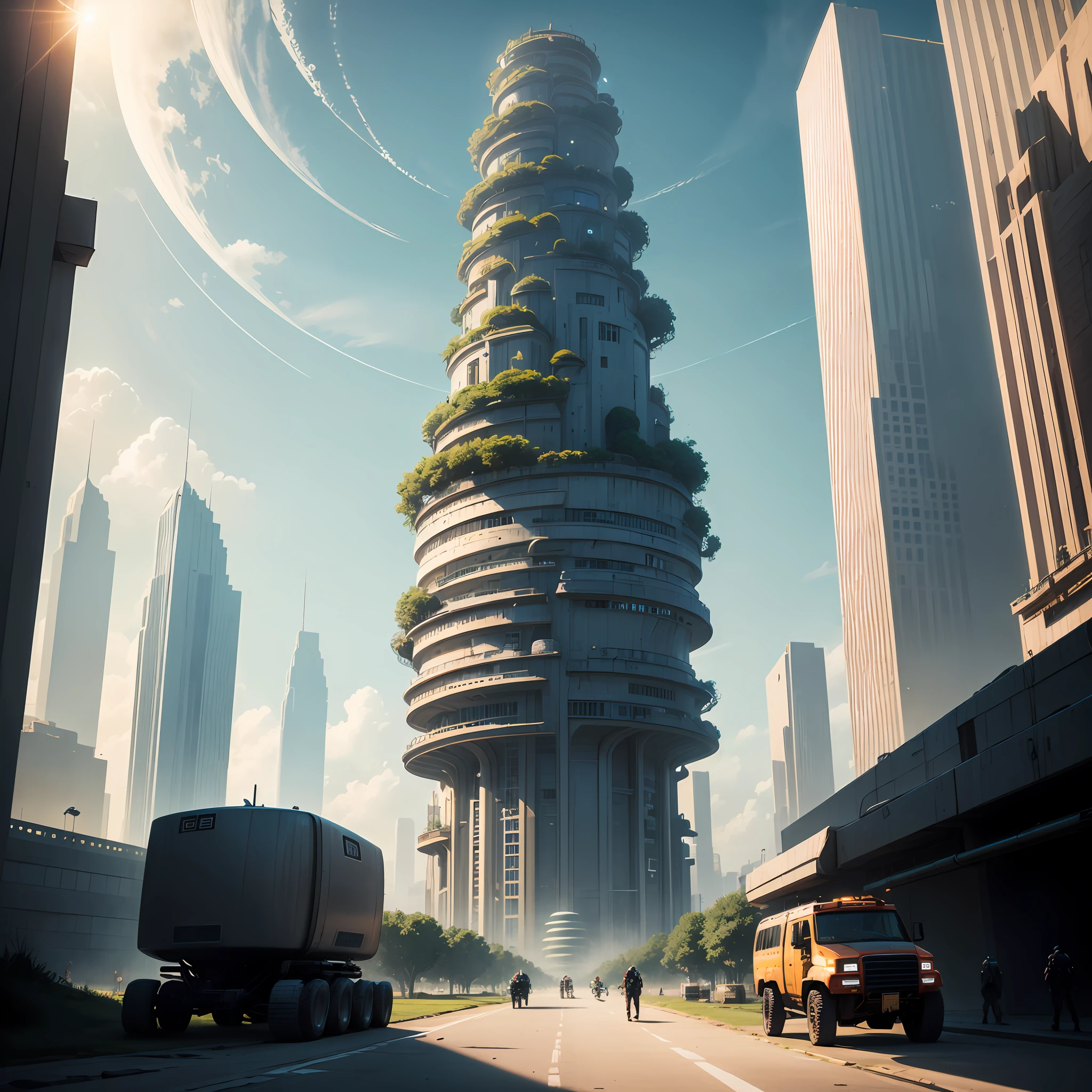 There are many circles in the sky above the planet,Interspersed plant vines。Huge irregular towers rise from the ground,There are still a few cyberships in the air,There is a very large cybercity in the center of the planet,There are a few very strong Titan machines strolling around --auto