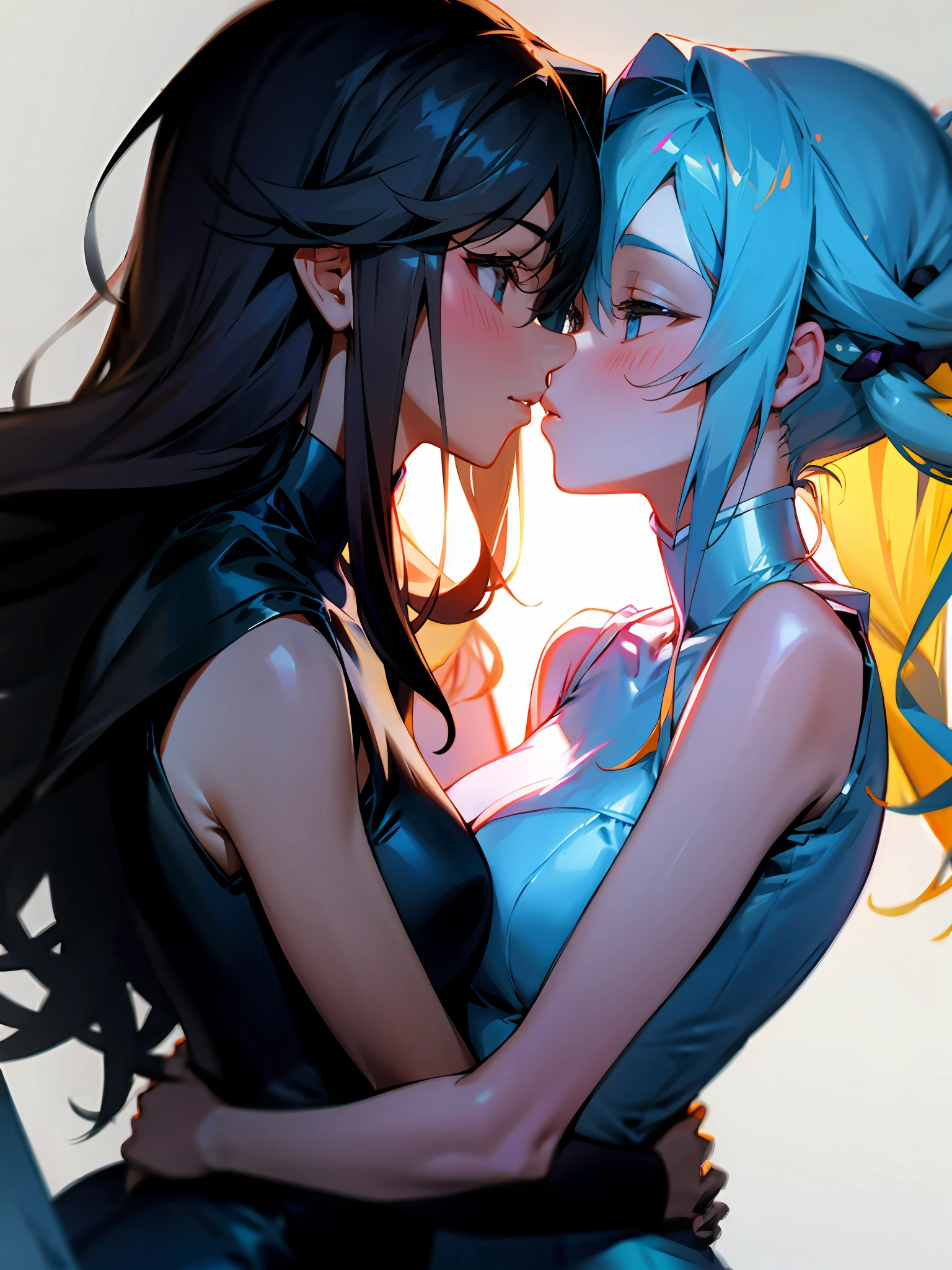 two girls kiss