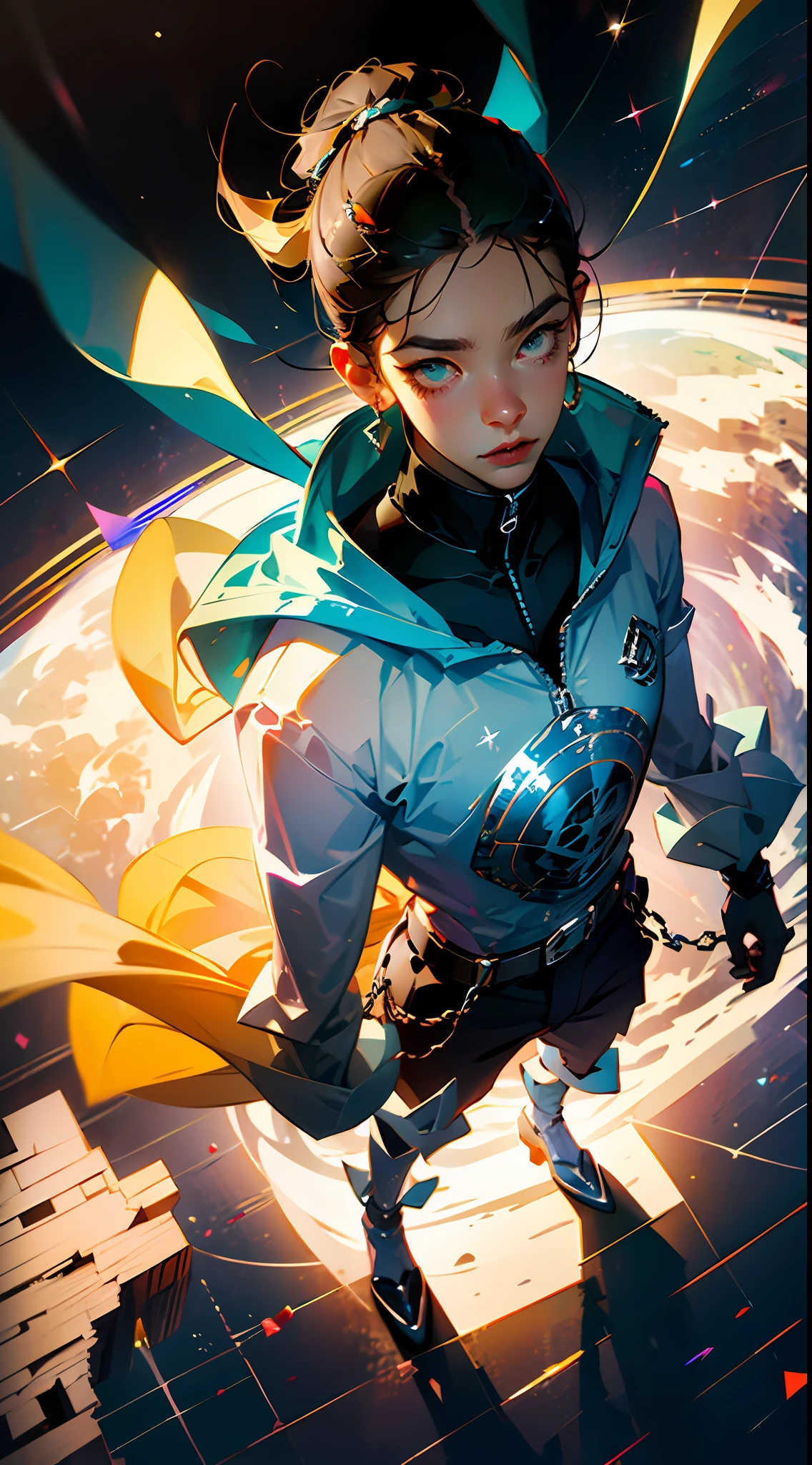 ridiculous resolution, high resolution, (masterpiece:1.4), super detailed, 1boy, seen from above, space, floating, --v 6