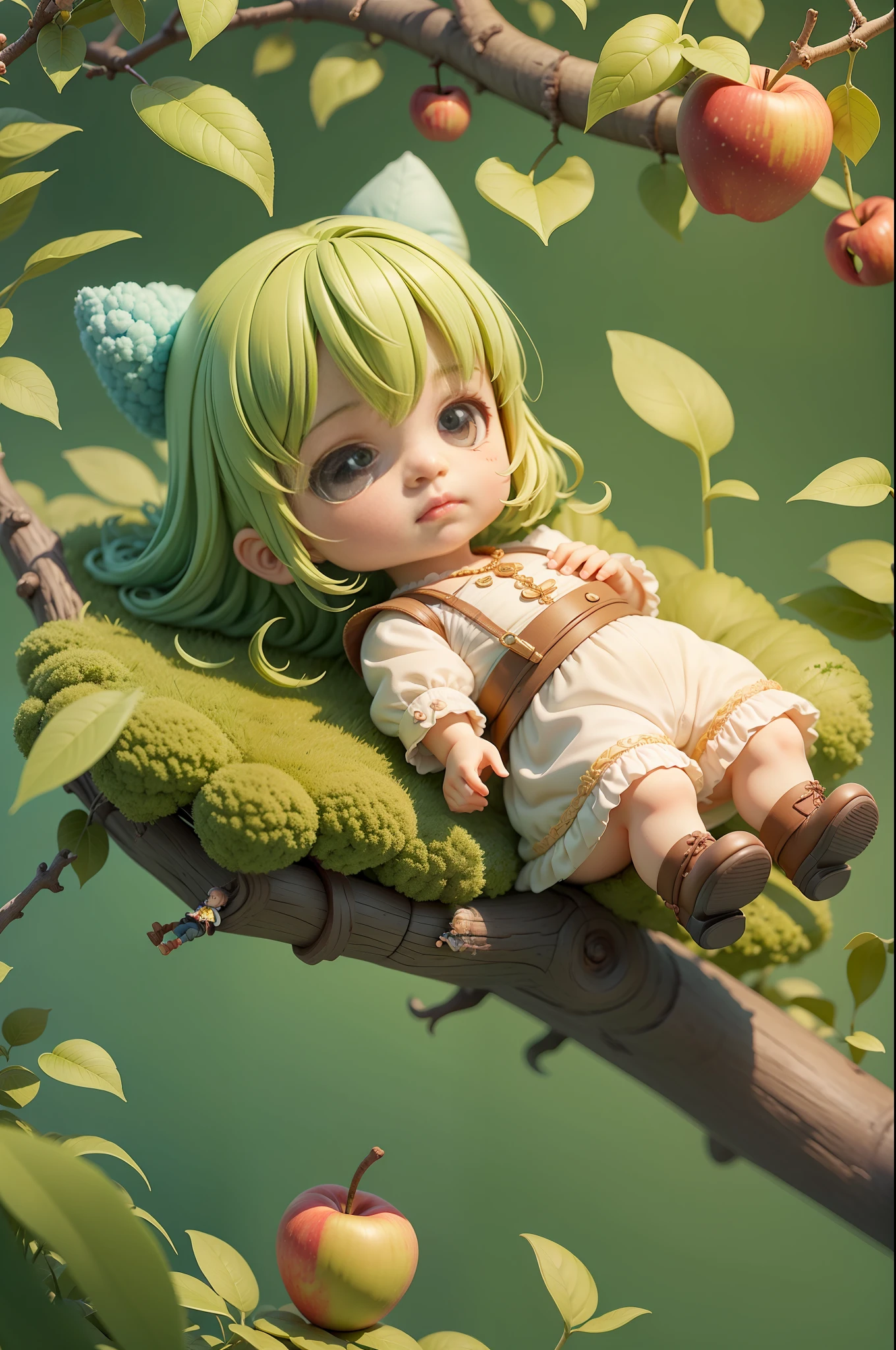 Cute ,dolls,Lying on an apple tree,Laid back,Cool
