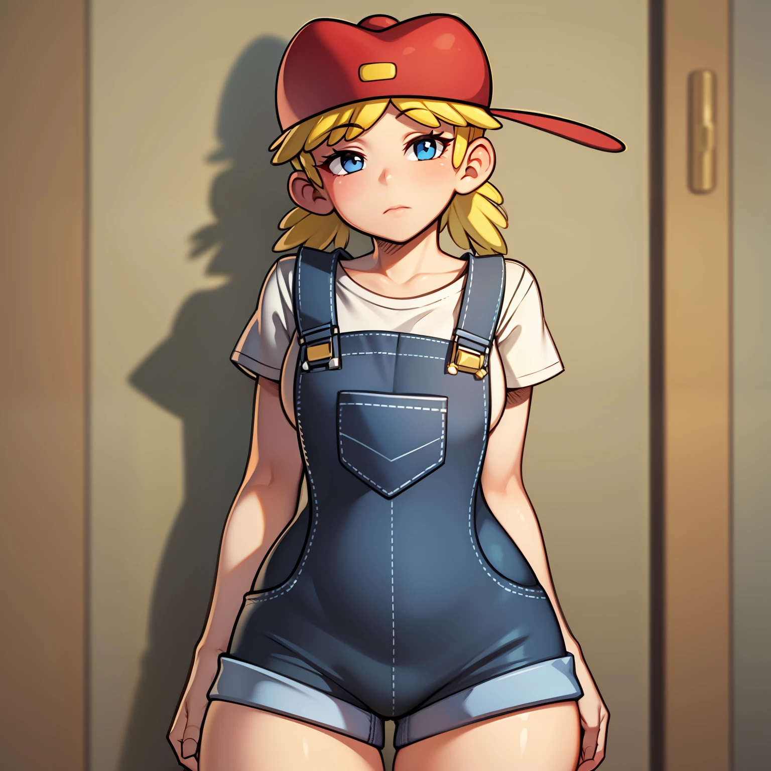 Lana Loud, overalls, red headwear, curvy arms, curvilinear legs, defined legs