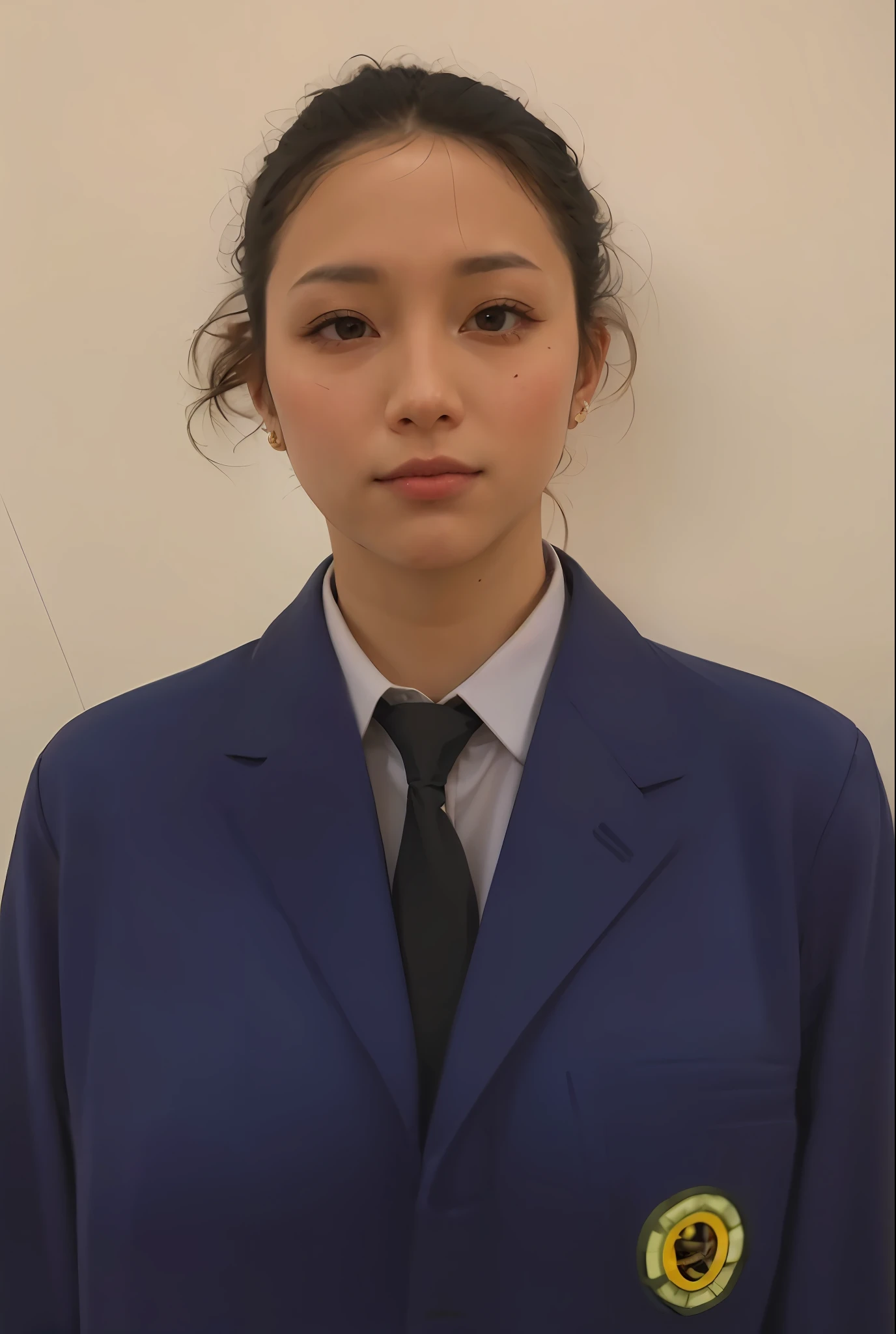 beautiful female k-pop idol, in white collared shirt, long pleated skirt, dark-blue skirt, medium-length sleeves, (gigantic breasts:1.2), her face is visible, full-body portrait, shot on sony a1, 85mm F/1. 4 ISO 100, medium format, 45 megapixel, studio lighting, softbox, high shutter speed flash photography, award-winning photograph with golden ratio composition, look at viewer