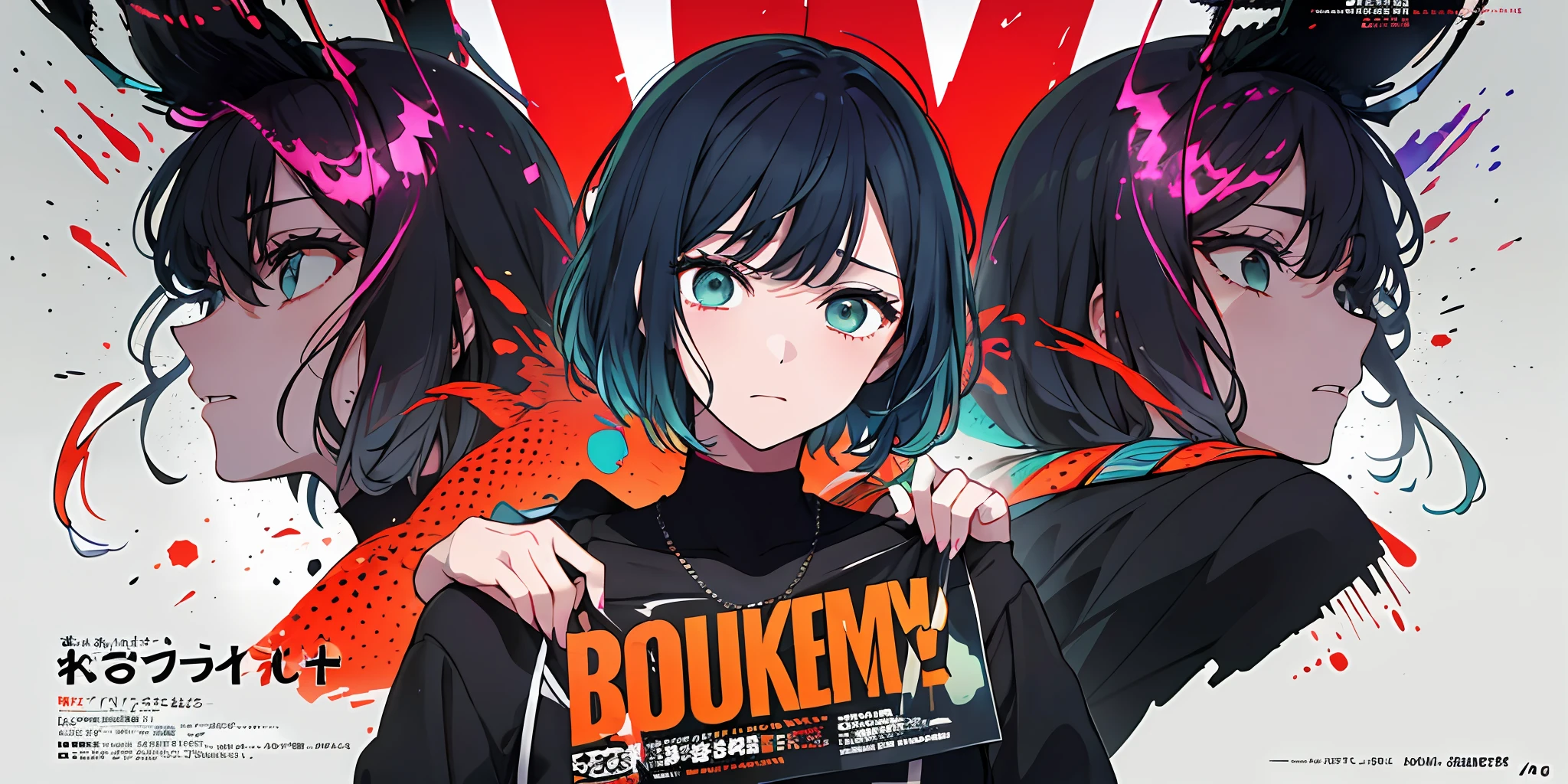 (((dramatic))), (((gritty))), (((intense)))) The movie poster features as the central character. She is shy in the center of the poster, wearing idol outfit, and a determined expression on her face. The background is dark and gritty, with a feeling of drunkenness. The text is bold and eye-catching, with catchy slogans that add to the overall drama and excitement. The color palette is dominated by dark colors, dotted with bright colors, giving the poster a dynamic and visual impact, tachi-e (magazine:1.3), (cover-style:1.3), fashionable, vibrant, outfit, posing, front, colorful, dynamic, background, element, confident, expressive, holding, statement, attachment, majestic, coiled, around, touch, scene, text, cover, bold, eye-catching, title, fashion, font, catchy, title, bigger, eye-catching, modern, trendy, focused, stylish, 1 girl