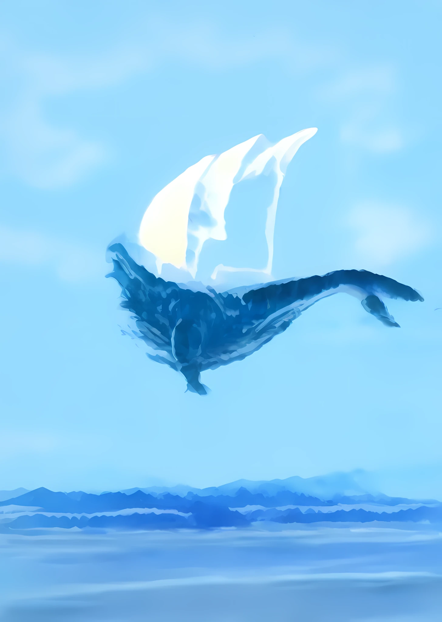 there is a drawing of a whale with a sail on it, Baleia voadora, Baleia ciborgue, sky whales, baleias voadoras, baleia, sketch of an ocean in ms paint, coruja, digitally draw on wacom tablet, inspirado por Carl Eugen Keel, speedpaint, baleia-azul, Monstro marinho parece navio, desenhado no microsoft paint, Assumiu o iPad --auto
