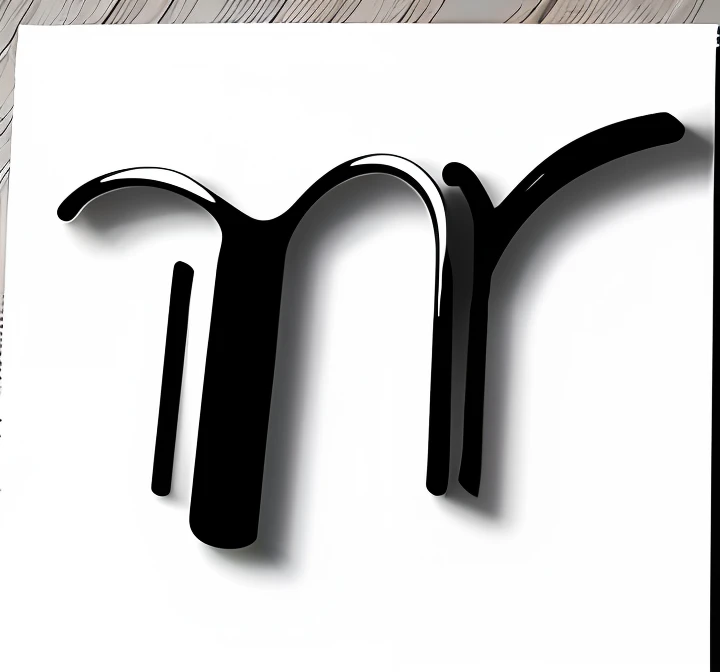 a black and white image of the letter n and r in a script, flowing lettering, glagolitic glyph, caligrafiturism style, drawn with a single line, brand mark, filled with black only and with white background, by Mirko Rački, r - mk, caligraphy, mid view, style lettering, by Mike Bierek, minimalist logo without text