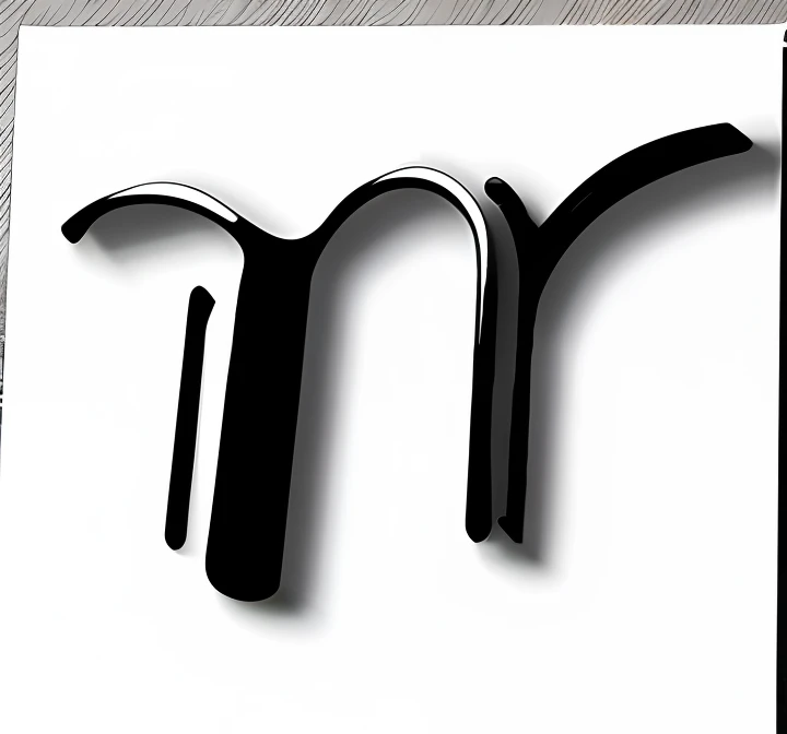 a black and white image of the letter n and r in a script, flowing lettering, glagolitic glyph, caligrafiturism style, drawn with a single line, brand mark, filled with black only and with white background, by Mirko Rački, r - mk, caligraphy, mid view, style lettering, by Mike Bierek, minimalist logo without text