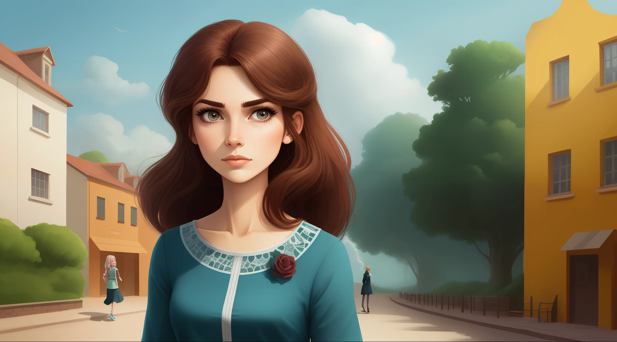 A woman in cartoon