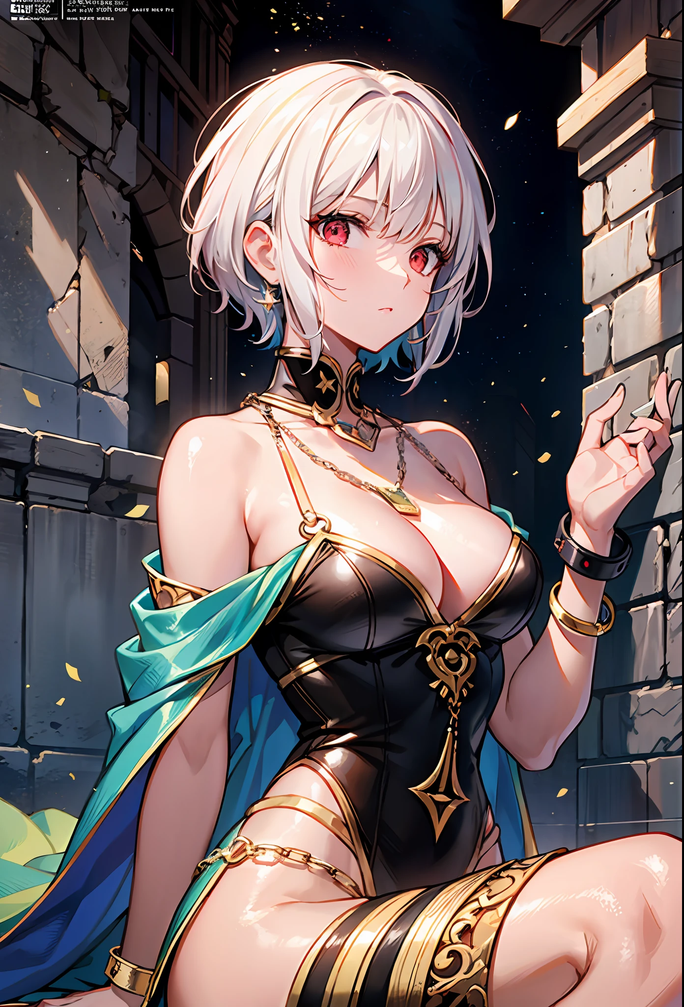 A woman in a black dress and blue cape holding a sword - SeaArt AI