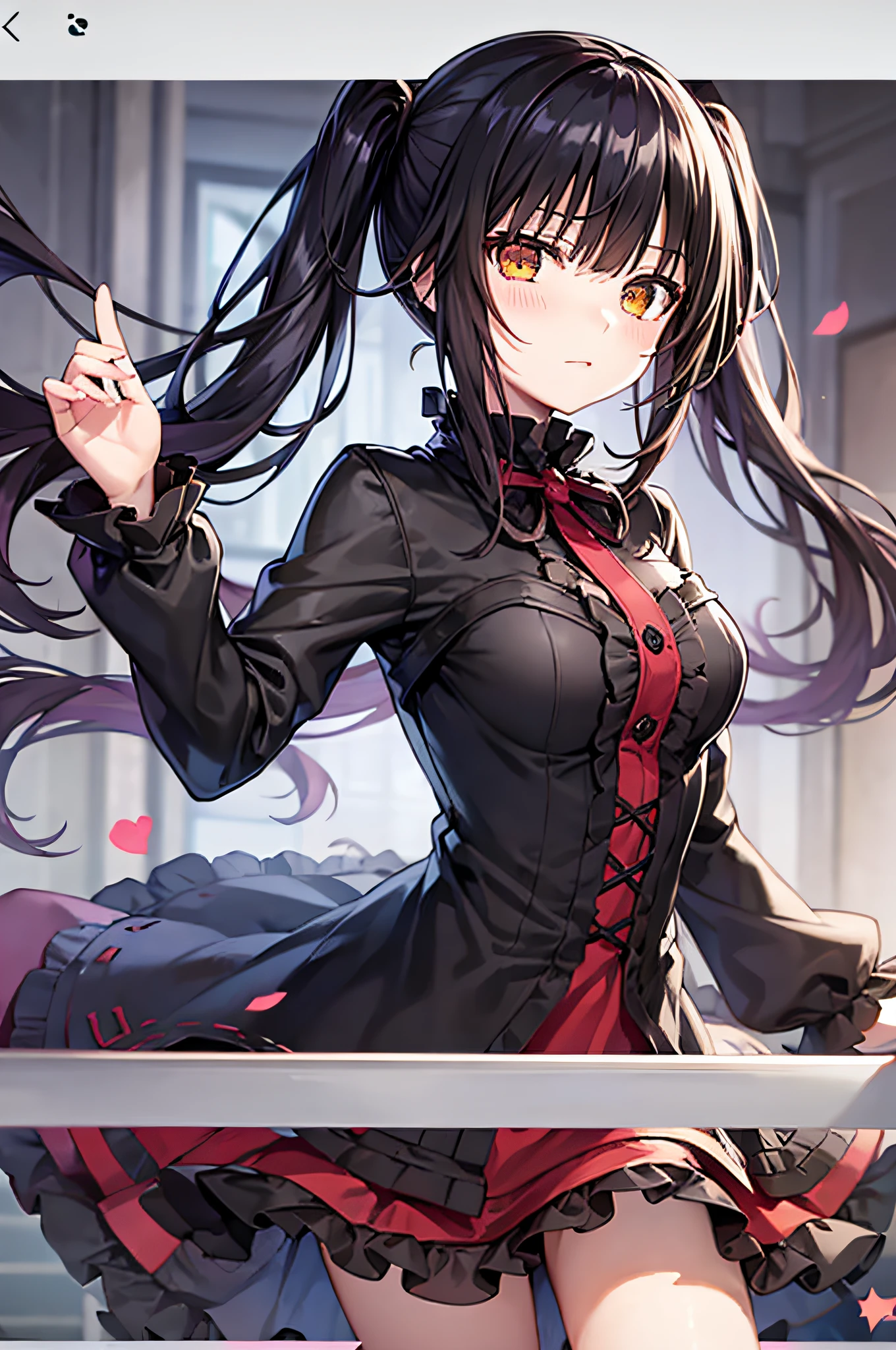 Date Alive,date a live,Kyozo Tokizaki,Kurumi tokisaki,swimsuiti,soio,Red and Yellow Odd Eye,UHR,black har,2 pistols,twintails,Red and black dress,yandere,a Pretty,cute