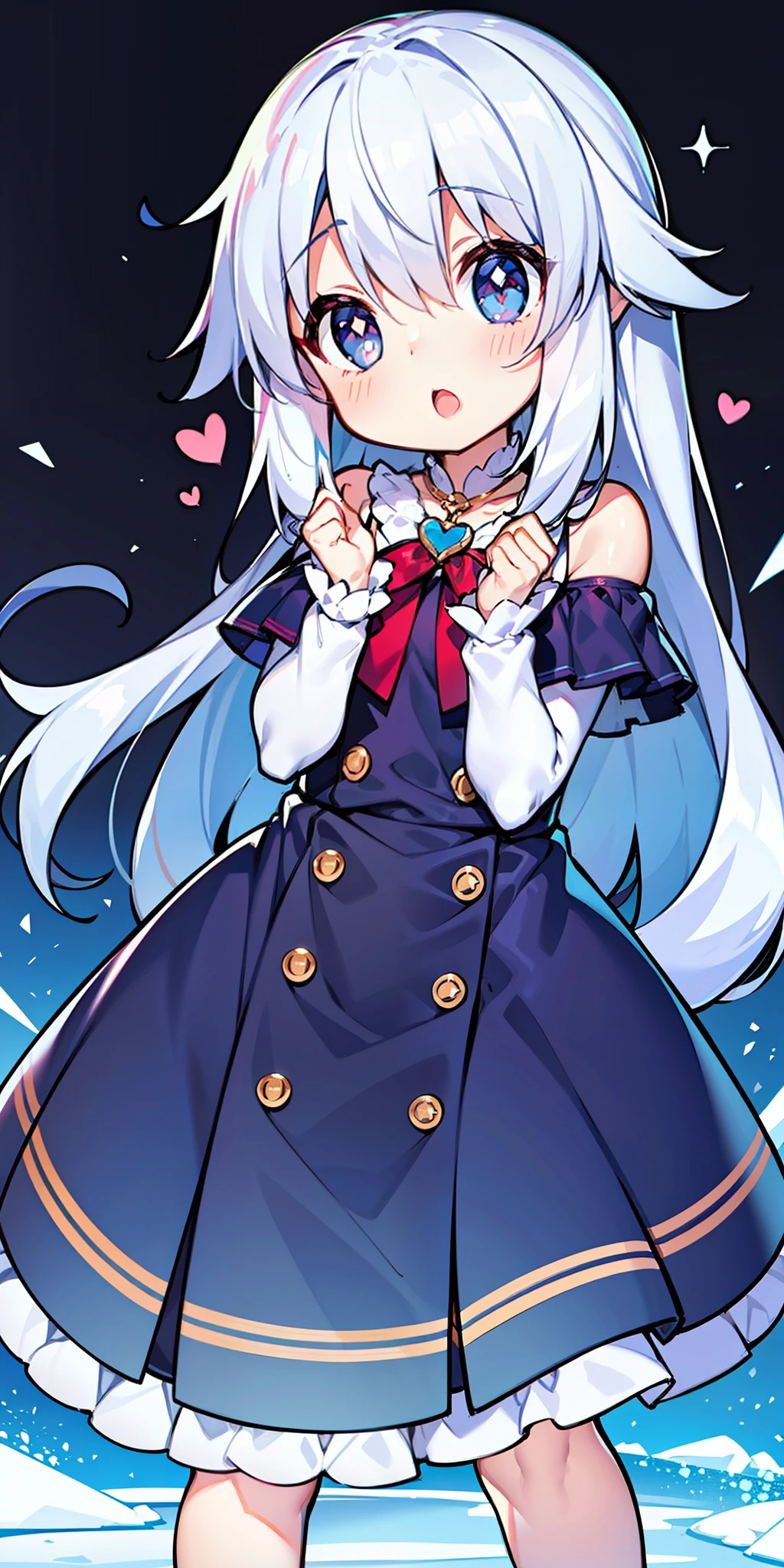littlegirl，to stand，flocos de neve，icy，length hair，Moe Moe，Cute cute cute cute cute cute cute cute cute cute cute cut，solo，heart - shaped pupils