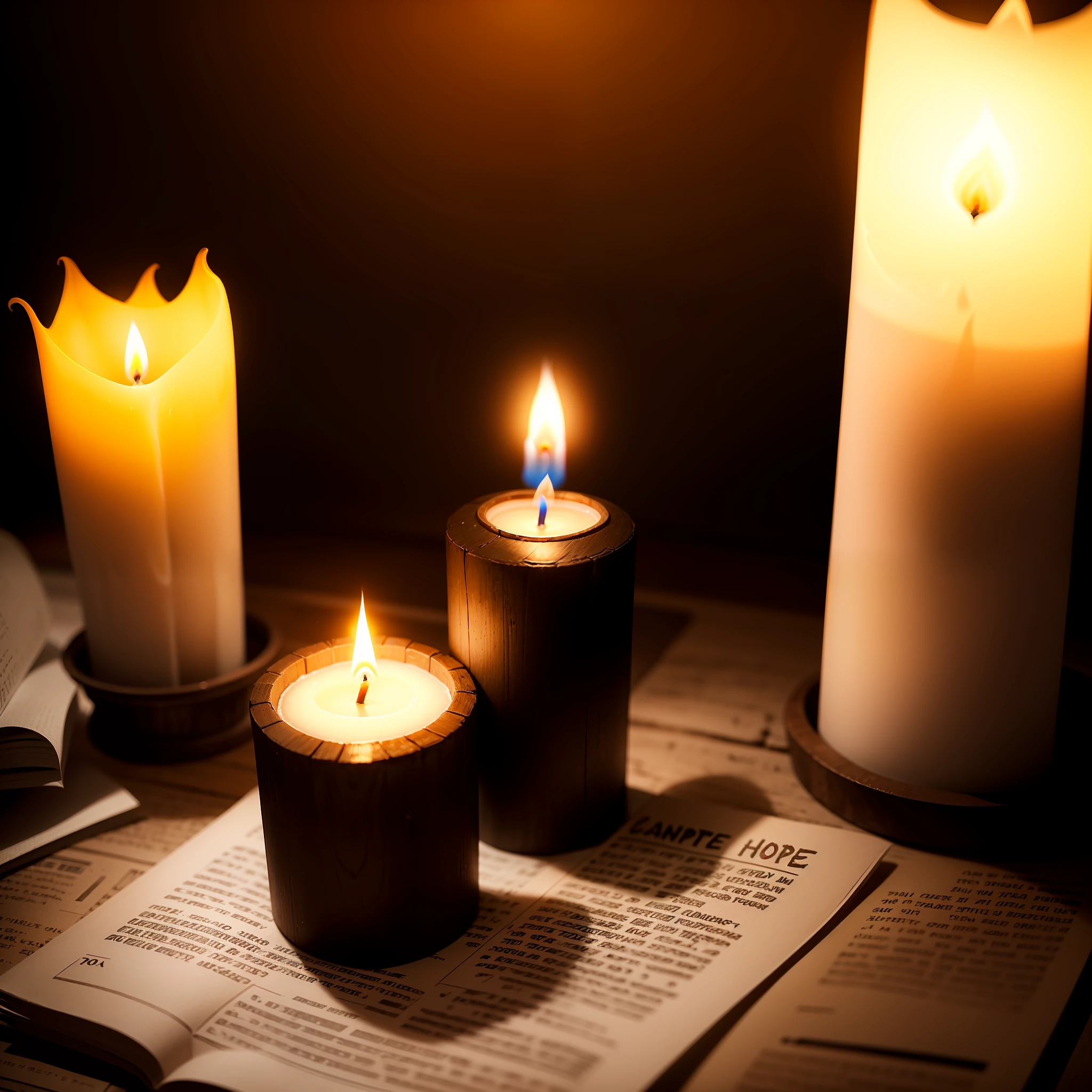 A candle lit in the darkness, representing the light of hope shining in situations --auto