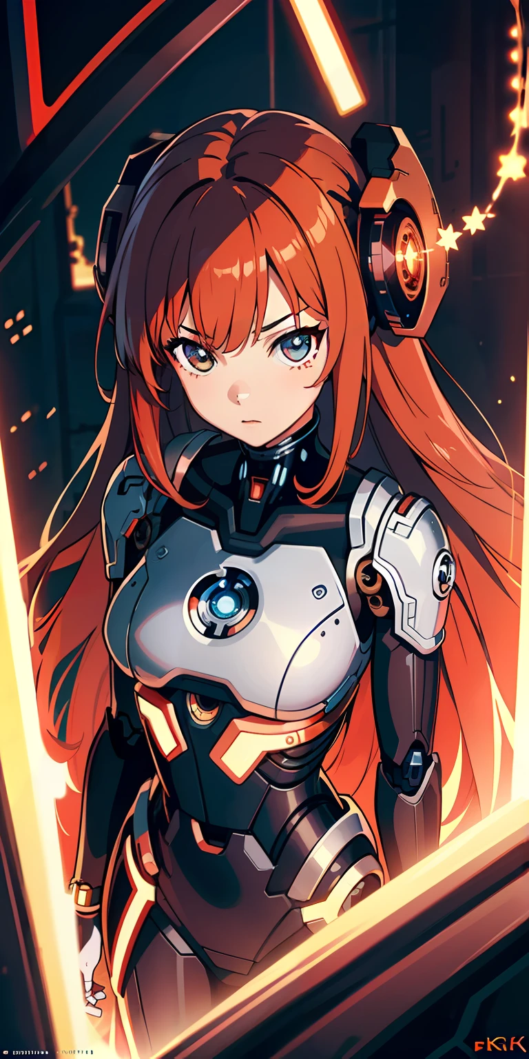 (extremely detailed CG unity 8k wallpaper), (1 girl), (cyborg:1.3), (long crimson hair:1.2), (anime), Futurism, depth of field, (masterpiece:1.2), (best quality), 4K, high details