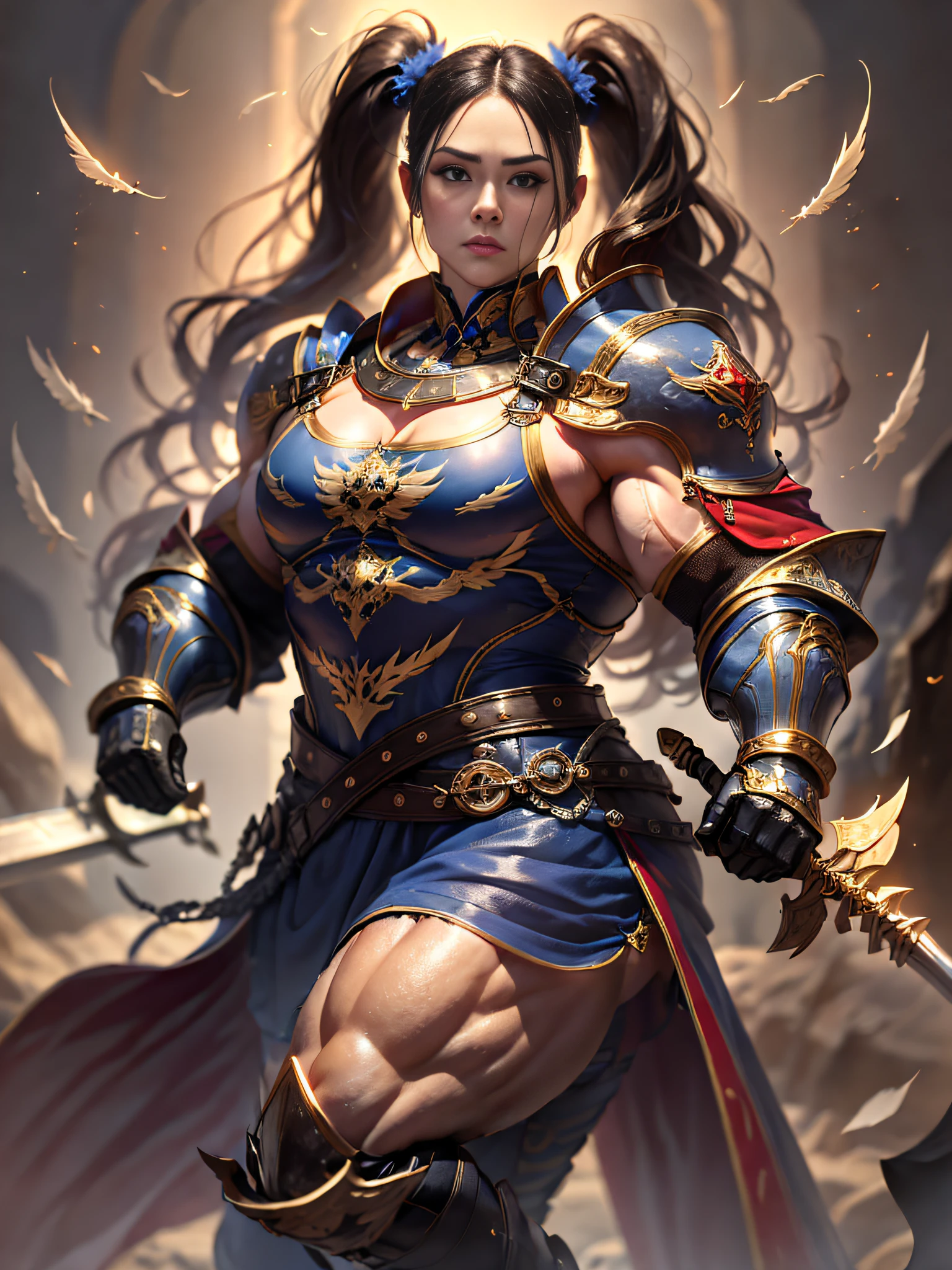 muscular and muscular legs、Silhouette of a muscle protruding from the armor