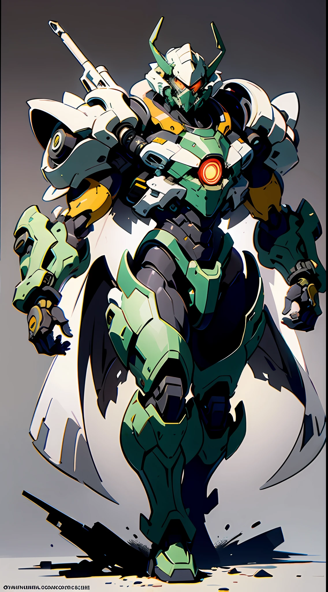 1 Dragon in mecha suit, glowing eyes, camouflage, concept art running on the battlefield ink art, flat color, high contrast, fashion absurd, best quality, negative space