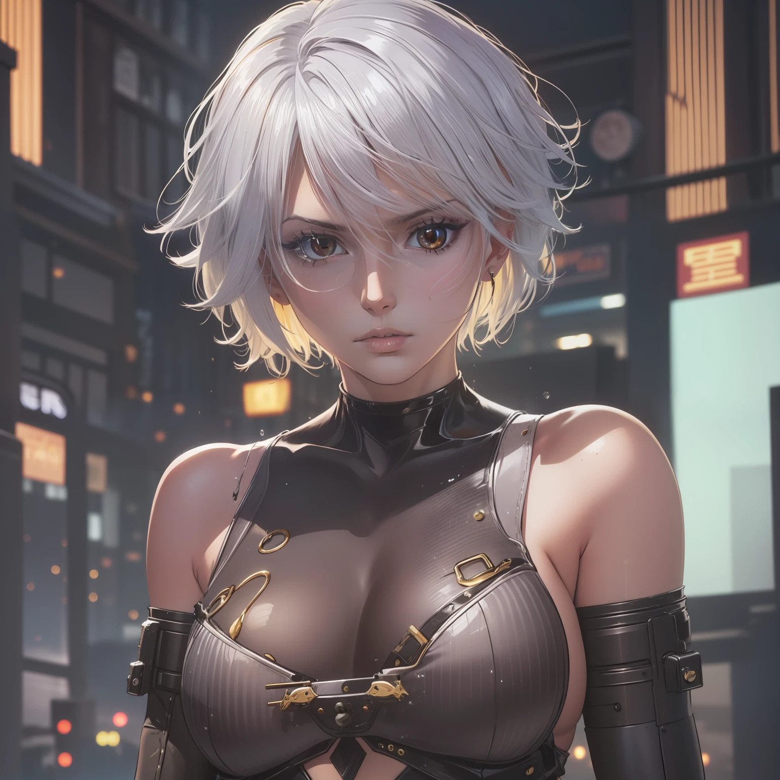 hunters,Cutes,short-cut hair,Silvery hair,Golden eyes,With a shotgun,