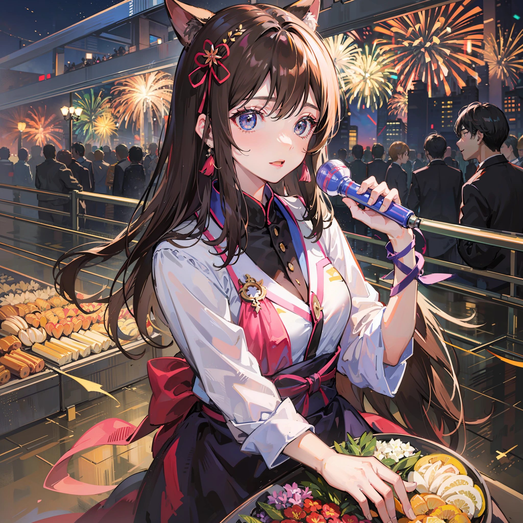 Teen girls　Komono　Fireworks Festival　Brown hair　Looking down　high picture quality　最好质量　ren