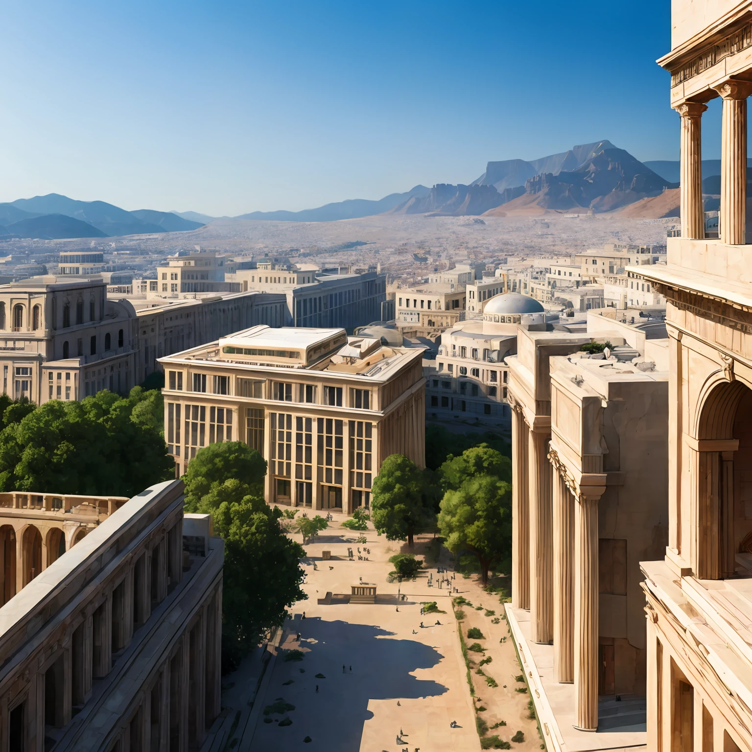 Ancient Greece in a Modern World, where the buildings follow the same model.
