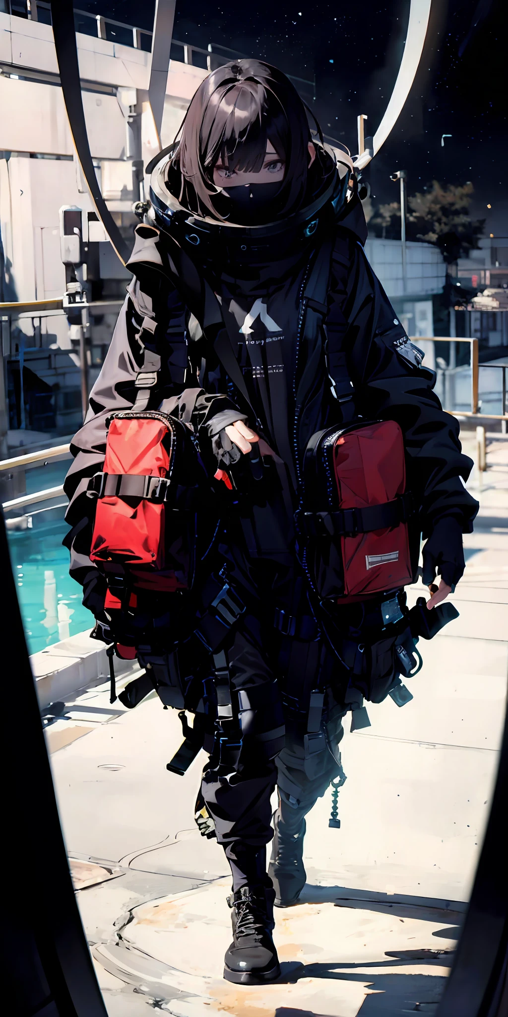 absurd res, high res, (masterpiece:1.4), ultra-detailed, 1girl, from above, space, floating