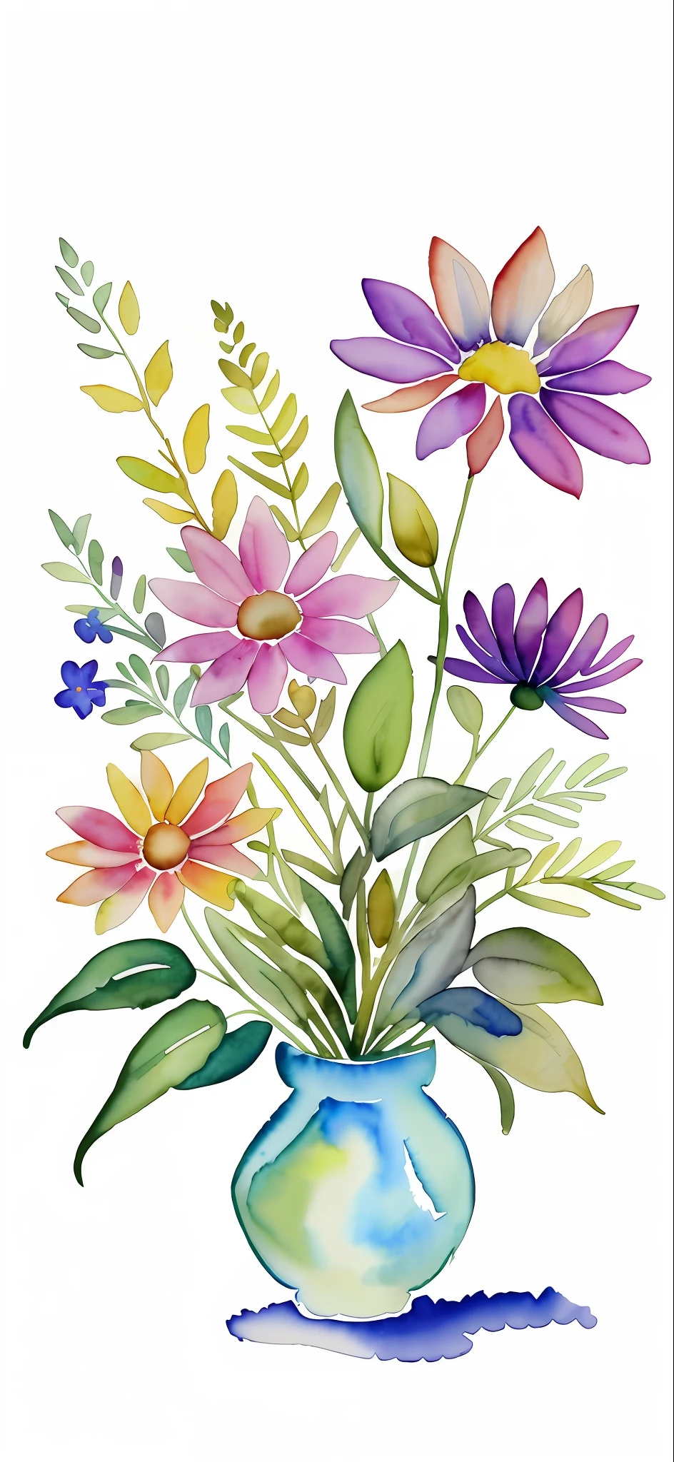 Wild Flowers Art Floral Farmhouse Art, Watercolor Botanical