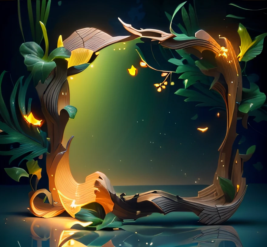 Masterpiece, best quality, (blank background), (blank in the middle), (very detailed CG unity 8k wallpaper), (best quality), (best illustrations), (best shadows), UI interface border design with a forest theme with natural elements. The avatar frame is designed in a circle, surrounded by delicate leaves and branches, with fireflies and glowing particle effects, (UI interface frame design), (natural elements), (jungle theme), (square shape), (leaves), (branches), (fireflies), butterflies, (delicate leaves), (glow), (particle effects). , isometric 3D, Octane rendering, ray tracing, super detailed