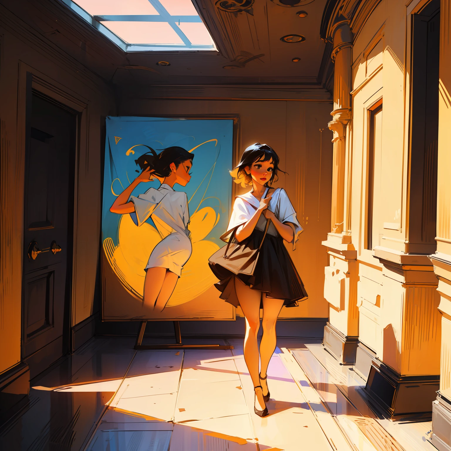 melhor qualidade, Masterpiece, somente, 1Menina, pernas abertas, heavy breathing, , Art Deco, freira, oild painting, realista , saia levantada, projetada , saia levantada, Remove imperfections , seminua, sensualizando , sensual, sexy , vestido curto, seios grandes , pernas grossas, vestido curto, malicia , malicia, vestido curto, --auto