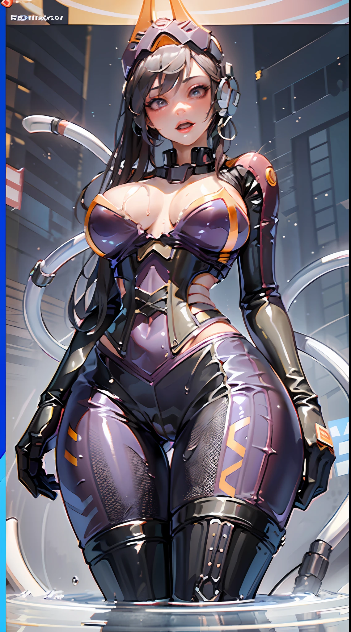 Rubber, Corset, Red Collar, ((Top Quality, Masterpiece: 1.3)), Beautiful Woman with Perfect Figure: 1.1, Glamorous Figure, Overflowing Breasts, Tightly Squeezed Waist, (Seductive Buttocks), Wet Body: 1.5, Very Detailed Face and Skin Texture, Detailed Eyes, (photorealistic:1.4), bokeh, from below,epic realistic,