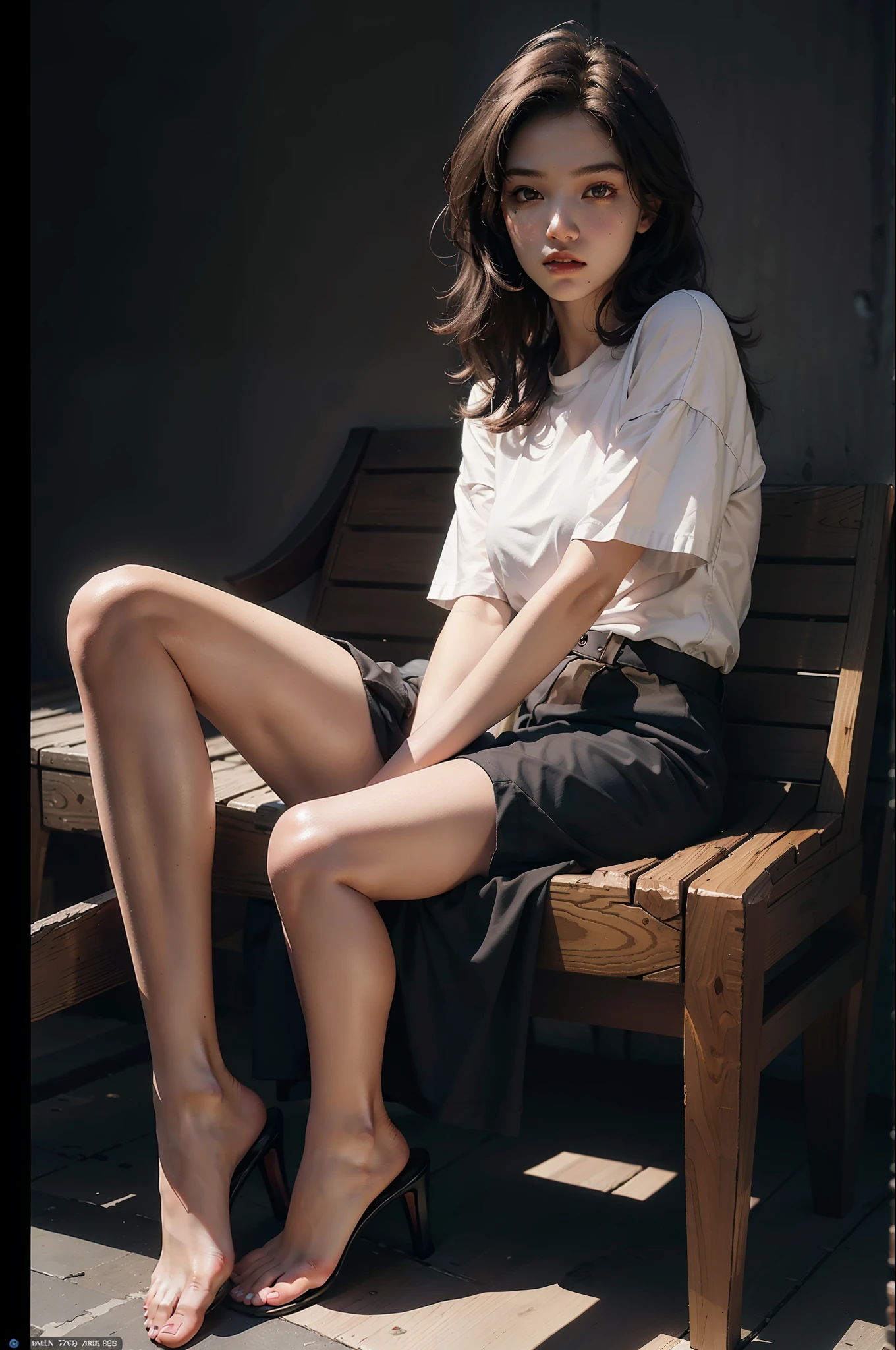 Best quality, masterpiece, ultra high res, (photorealistic:1.4), raw photo, 1girl, long leg, deep shadow, dark theme
