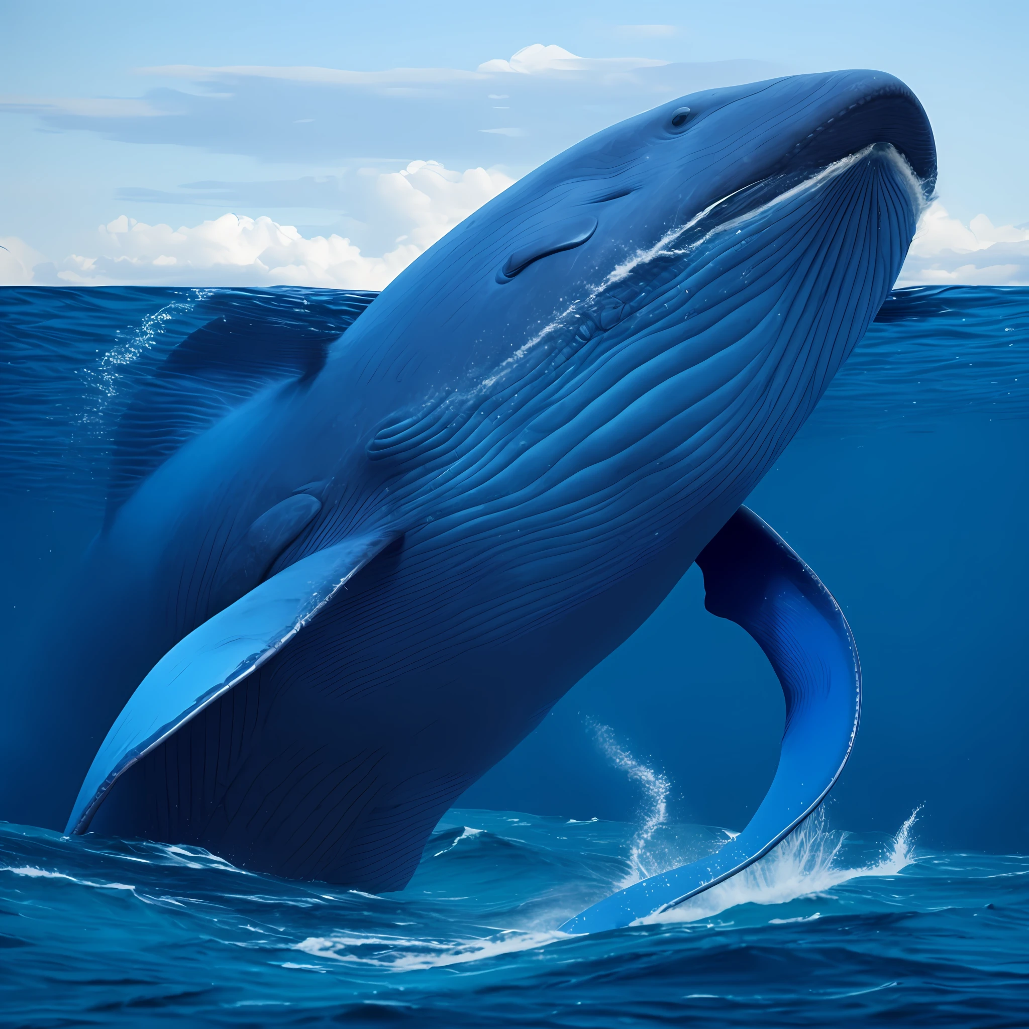 there is a large blue whale that is jumping out of the water, baleia-azul, baleia, A textura do cristal da baleia azul, Baleias, Queda de baleia, Baleia voadora, azul realista 3 d render, baleia-jubarte, subreddit / r / baleia, monstros baleia, sky whales, baleias voadoras, Directed by: Alexander Kucharsky, Baleia cintilante, Baleia ciborgue