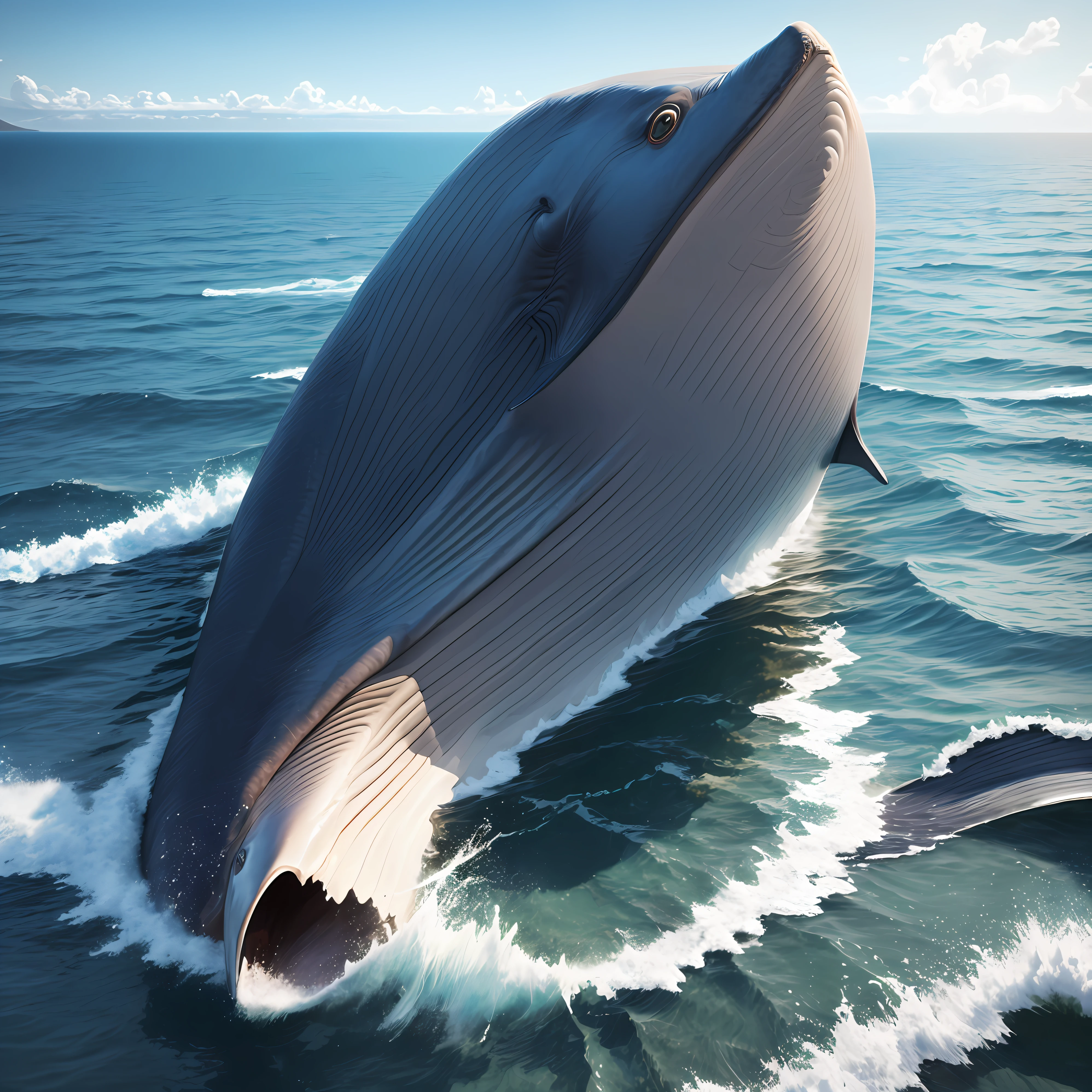 Blue whale, obra prima, superrealista,no fundo do mar, detalhado --auto