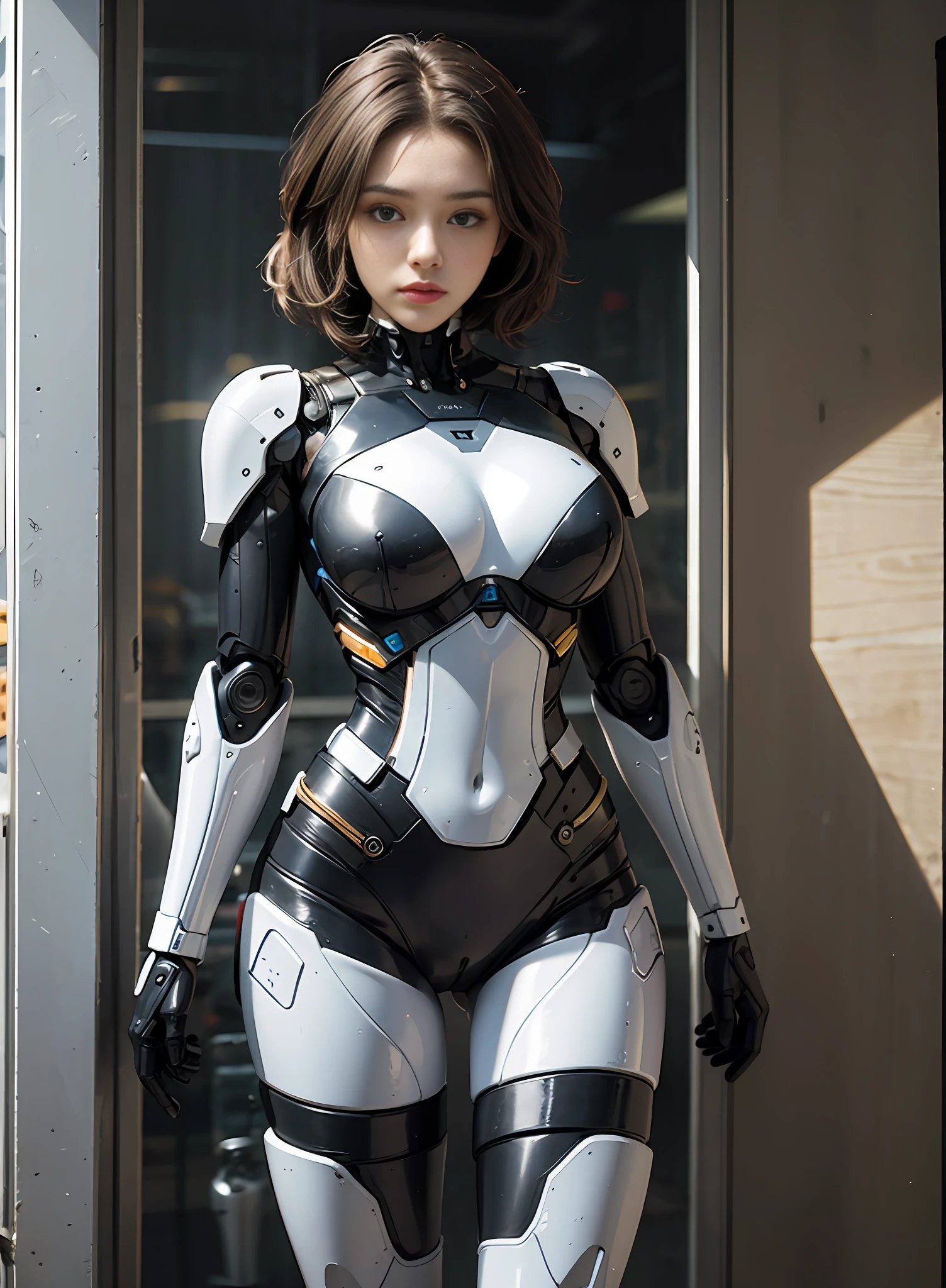mulher de peito grande robocop com arma