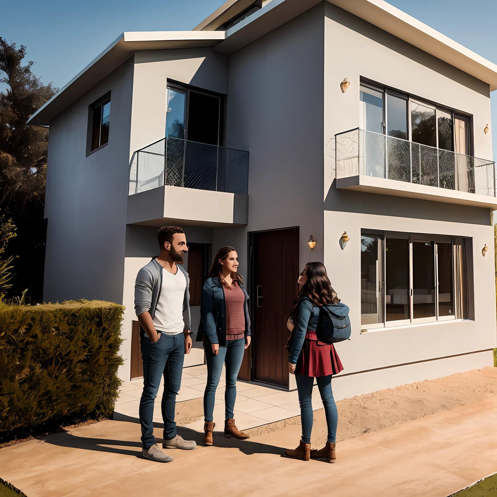 The profile picture of the account must present a house with a family a man, mulher,Teenage daughter standing in front, obra prima