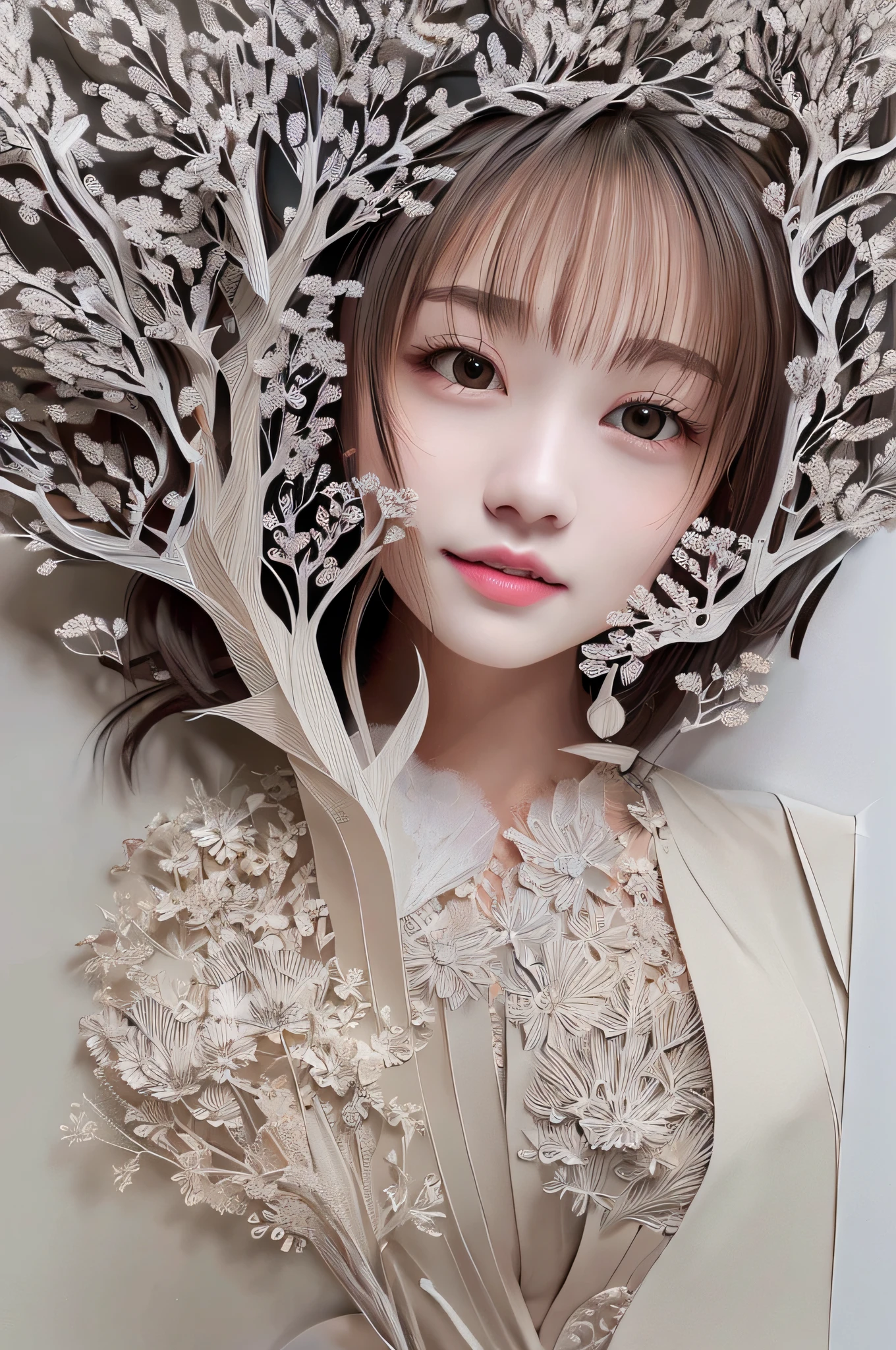 ((((masterpiece))), best quality, illustrations, beautiful details glow,
paper_cut, girl face details clear to the camera, tree, moon,
