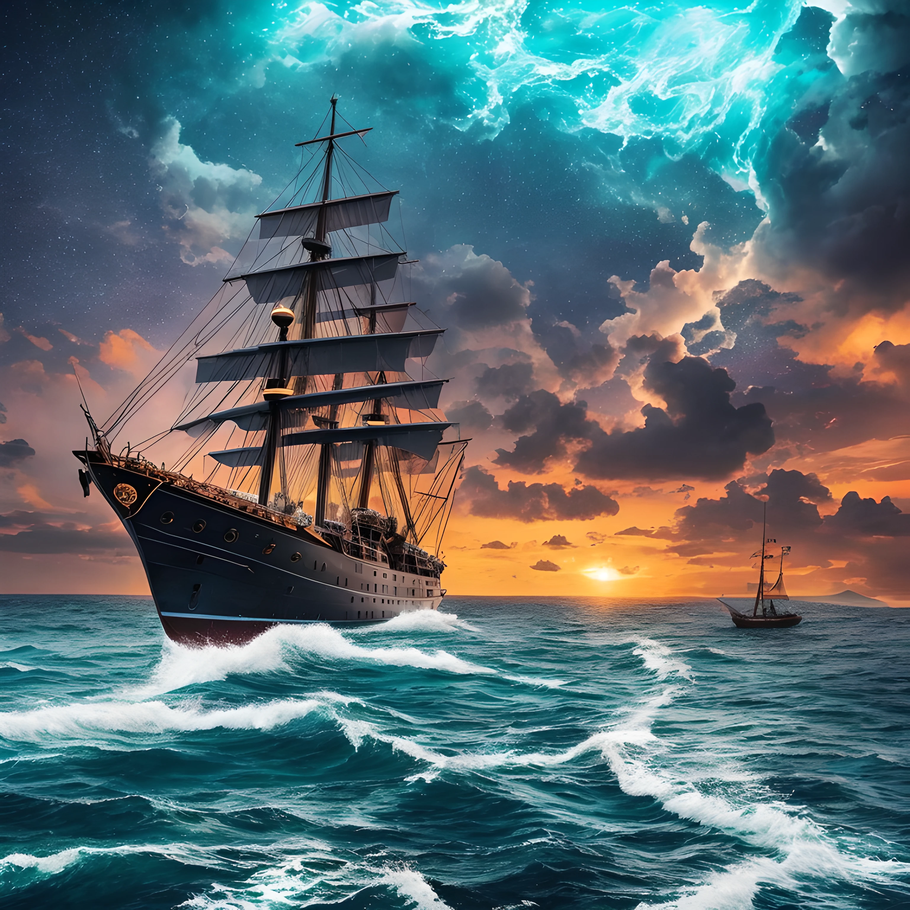Ship Canvas, Pirate Ship Painting, Rowing Boat Wall Art, Huge Canvas Wall Art, Room Decor, Canvas Wall Art, Luxury Canvas Wall Art --auto