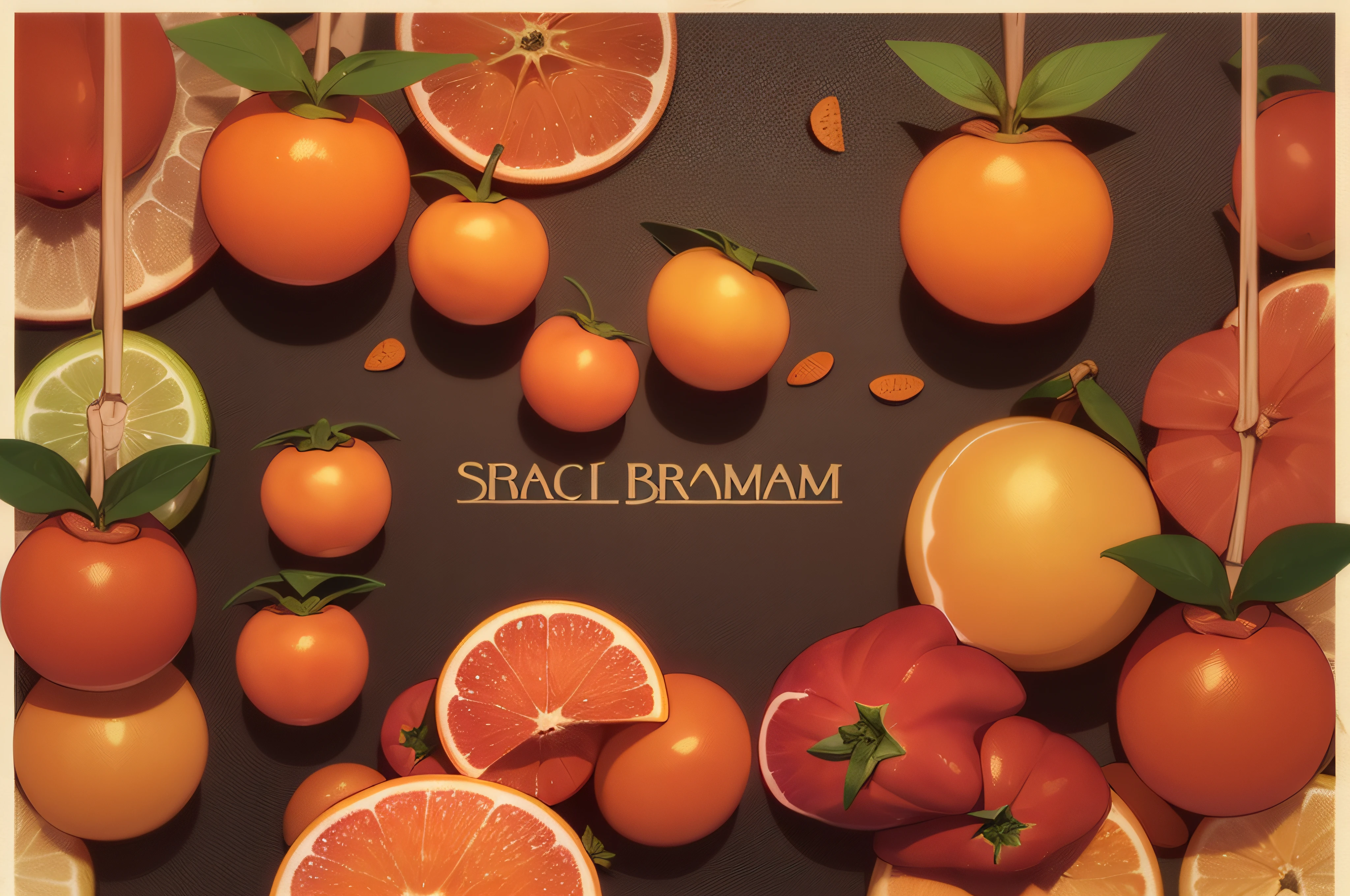 light background,A persimmon,Orange colors,Orange colors,Stick figure style,Childlike style