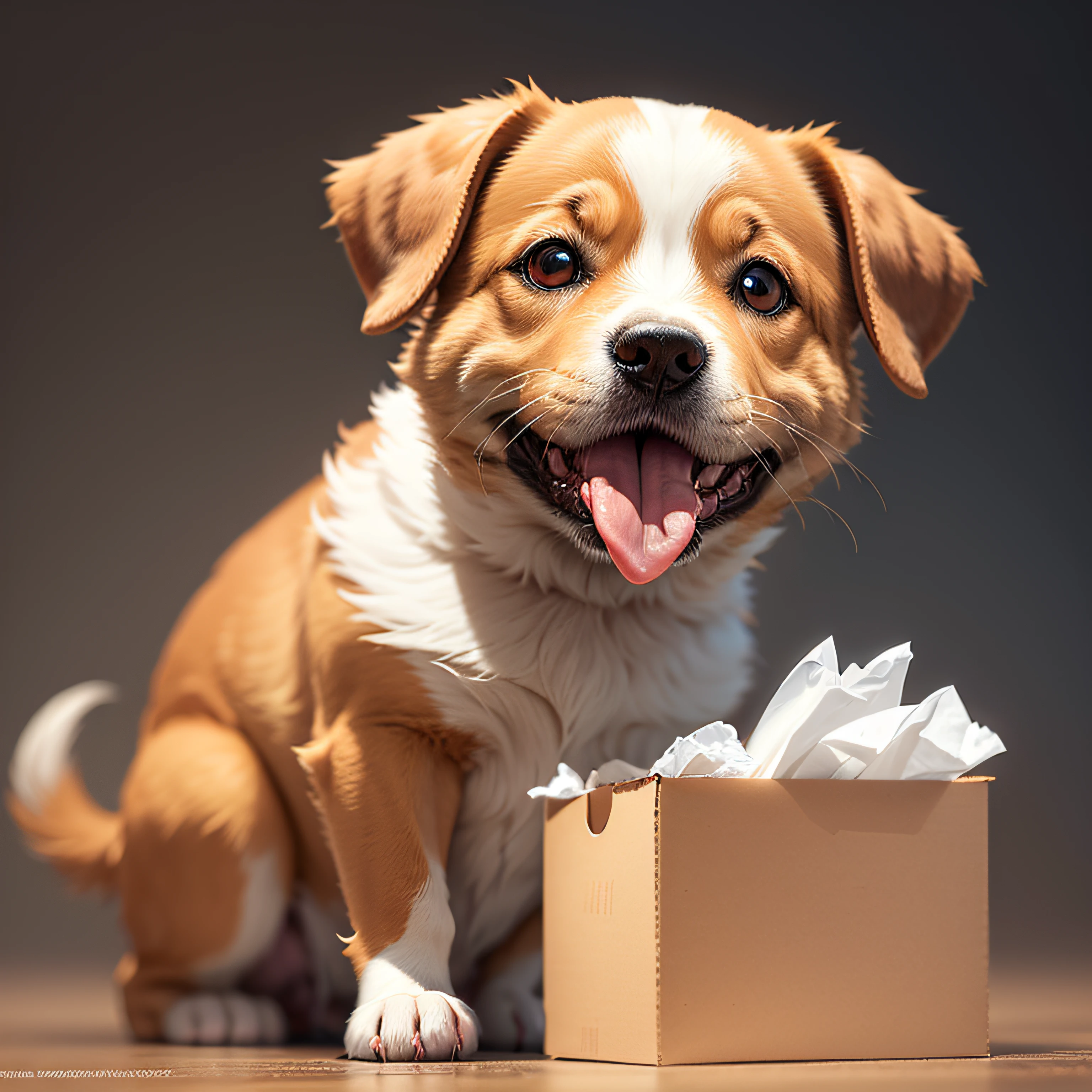 Cartoon dog, holding tissue, happy, enjoying the expression --auto