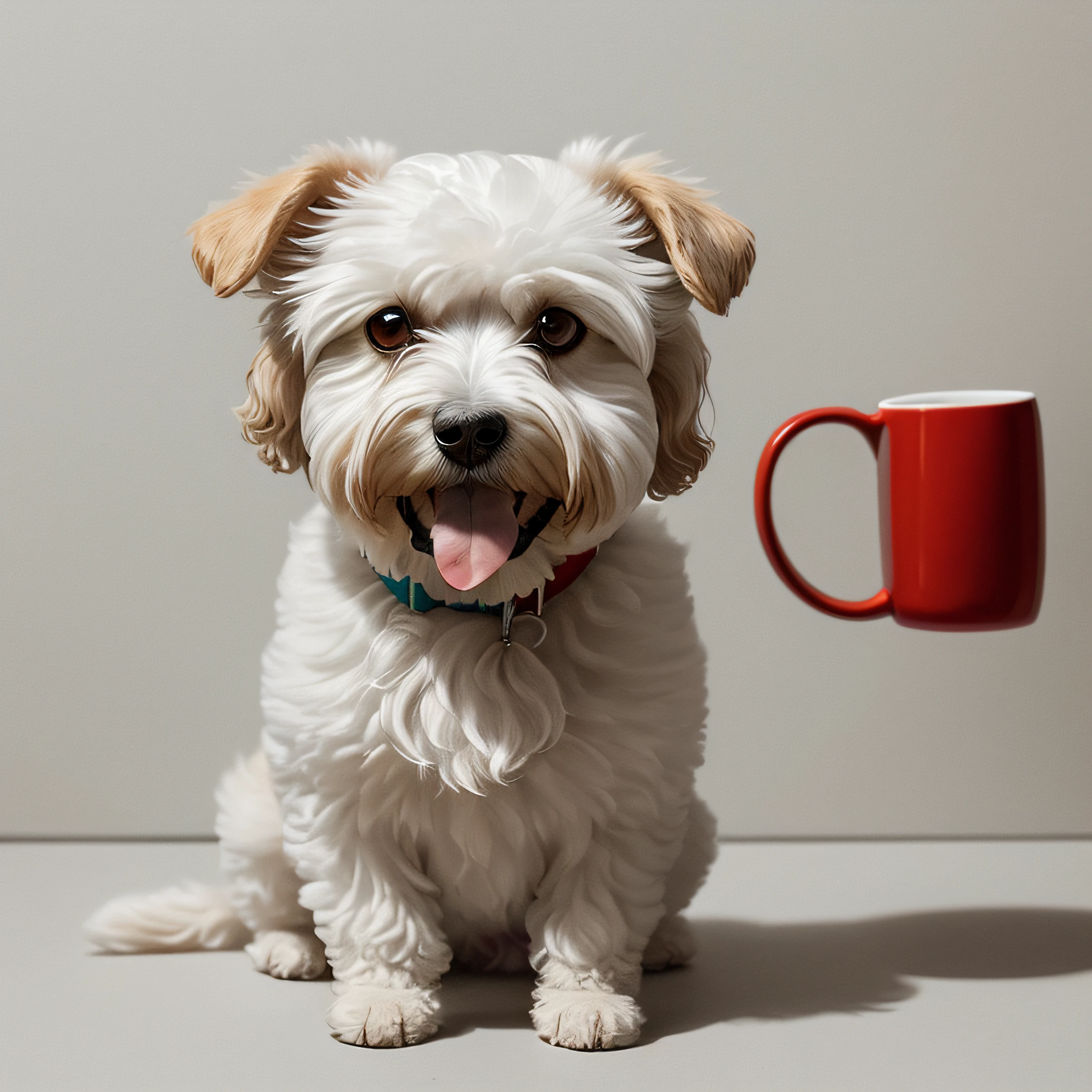 Bichon dog, line drawing, mug shot, happy, --auto