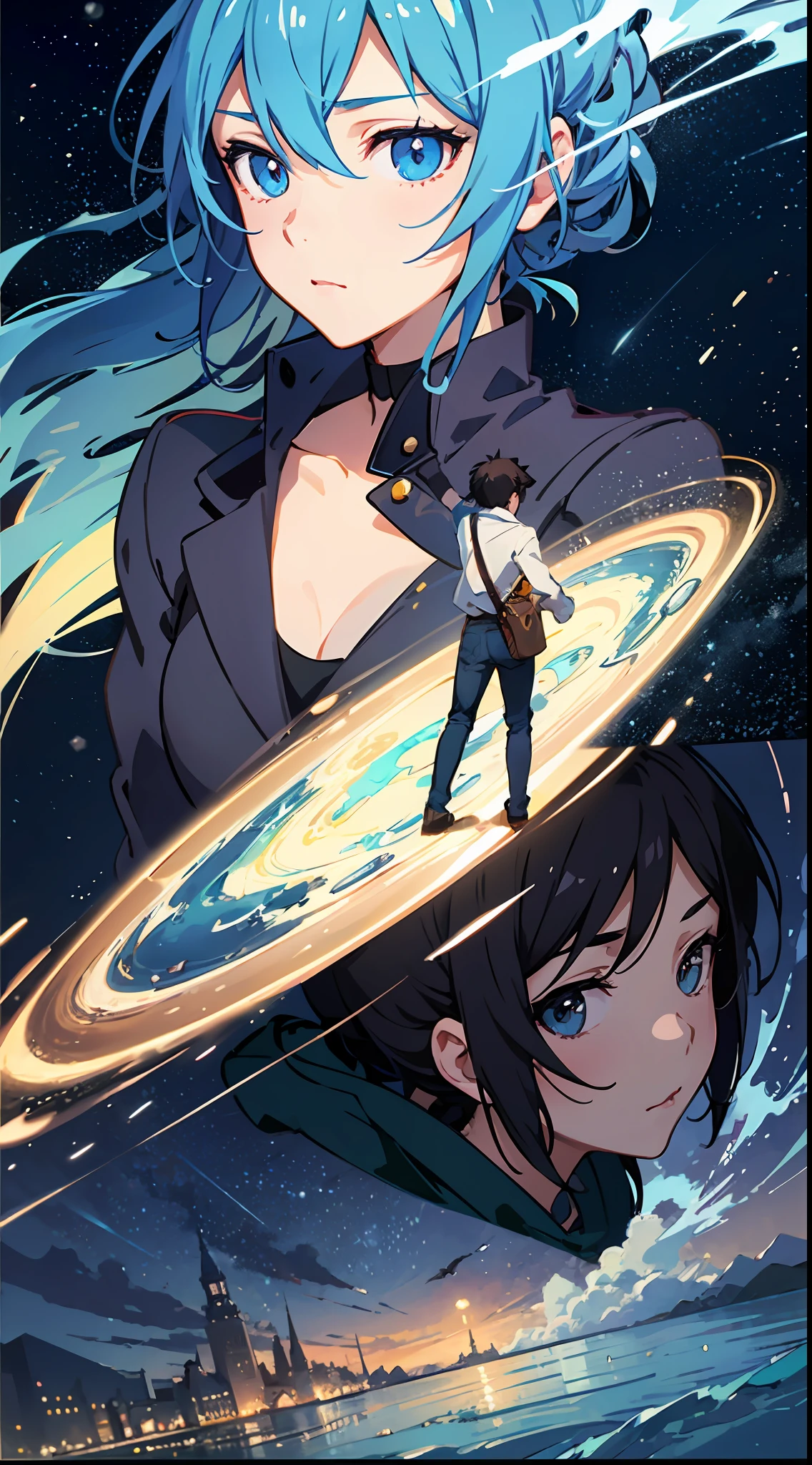 High quality masterpiece, landscape, anime train passing through bodies of water on tracks, bright starry sky. Romantic train, pixiv, concept art, lofi art style, reflection. by Makoto Shinkai, lofi art, Beautiful anime scene, Anime landscape, detailed scenery —width 672, in style of Makoto shinkai, style of Makoto shinkai, enhanced details.