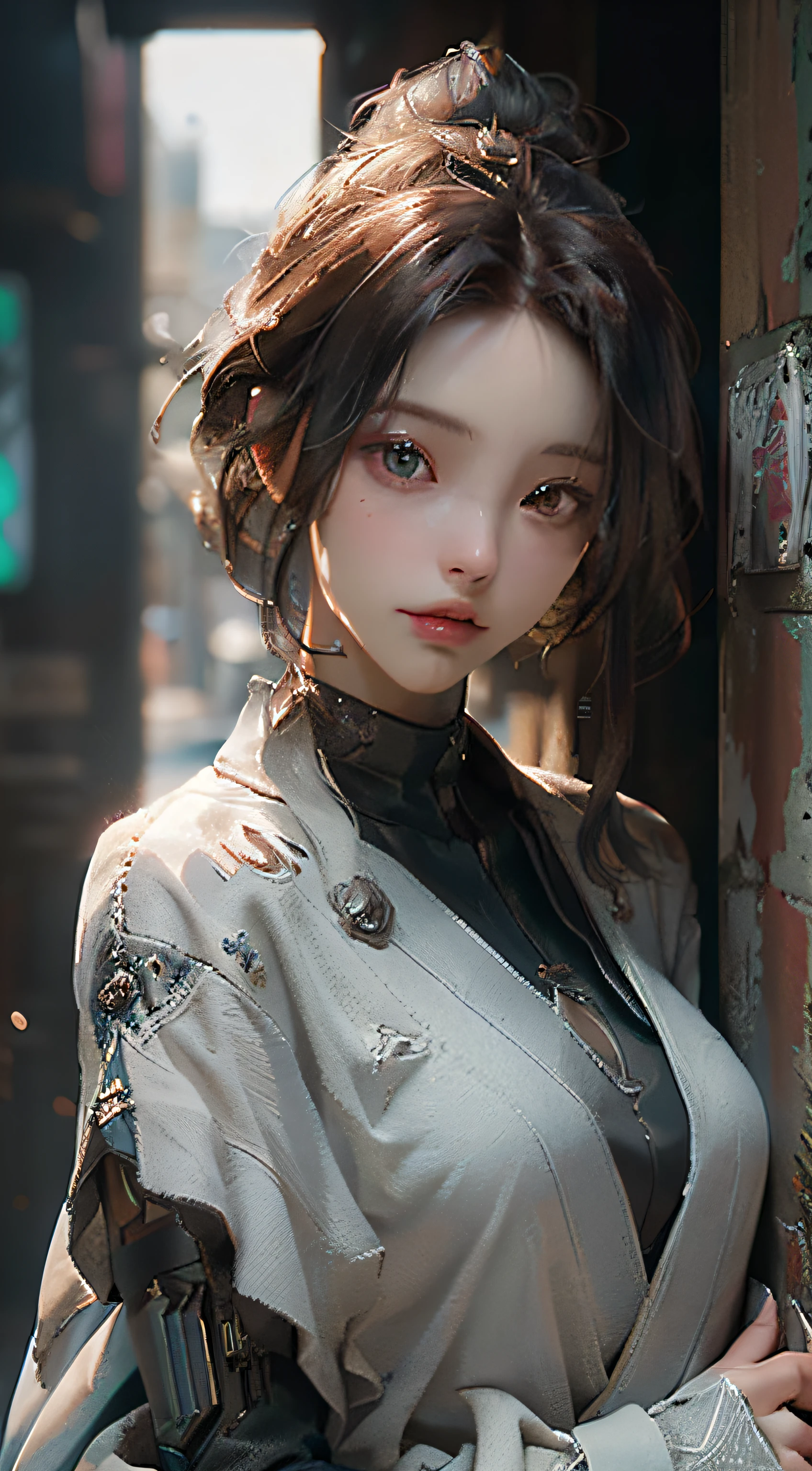 ((Best quality)), ((masterpiece)), (detailed:1.4), 3D, an image of a beautiful cyberpunk female,HDR (High Dynamic Range),Ray Tracing,NVIDIA RTX,Super-Resolution,Unreal 5,Subsurface scattering,PBR Texturing,Post-processing,Anisotropic Filtering,Depth-of-field,Maximum clarity and sharpness,Multi-layered textures,Albedo and Specular maps,Surface shading,Accurate simulation of light-material interaction,Perfect proportions,Octane Render,Two-tone lighting,Wide aperture,Low ISO,White balance,Rule of thirds,8K RAW,