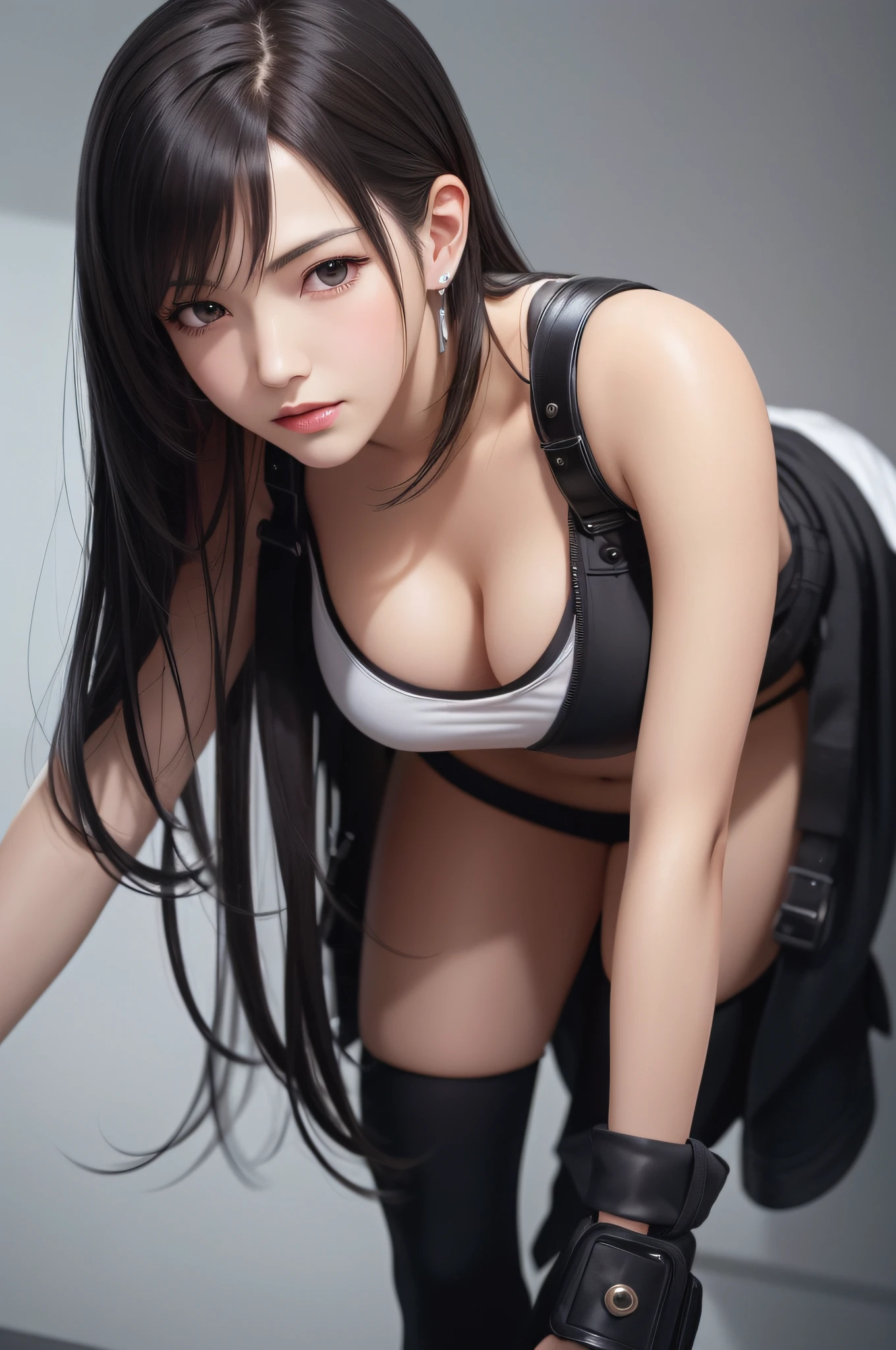 (Top Quality, Masterpiece: 1.1), (Real: 1.4), BREAK
(((FF7))) (((Tifa))),(1Girl:1.2),Ultra-detailed face, Detailed eyes,((Light Brown Hair, Large breasts: 1.2)), BREAK
(((FF7))) (((Tifa))),(good morning:1.2), visible:1.2,(No Bra) (Small and beautiful hard nipple),(shiny oiled skin: 1.4), about 18 years old,