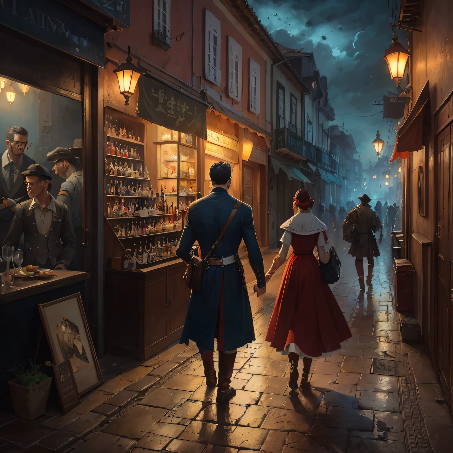 photo of second century Europe (MCHasDex: 0.99), varias pessoas, (caminhando por uma rua de dia), (with drinks and glasses), estilo nobres de portugal de 1830, (papel de parede 8k da unidade CG extremamente detalhado), foto da obra de arte mais bonita do mundo, professional majestic oil painting by Ed Blinkey, Atey Ghailan, Studio Ghibli, de Jeremy Mann, Greg Manxadinho, Antonio Moro, trending in the artstation, trend at CGSociety, intrincado, alto detalhe, sharp-focus, Dramatic and Photorealistic Art by Midjourney and Greg Rutkowski , (usando alcunhas ou "Perukes": 1.1), (olhando para o observador), (alunas detalhadas: 1.3), Close-up --auto