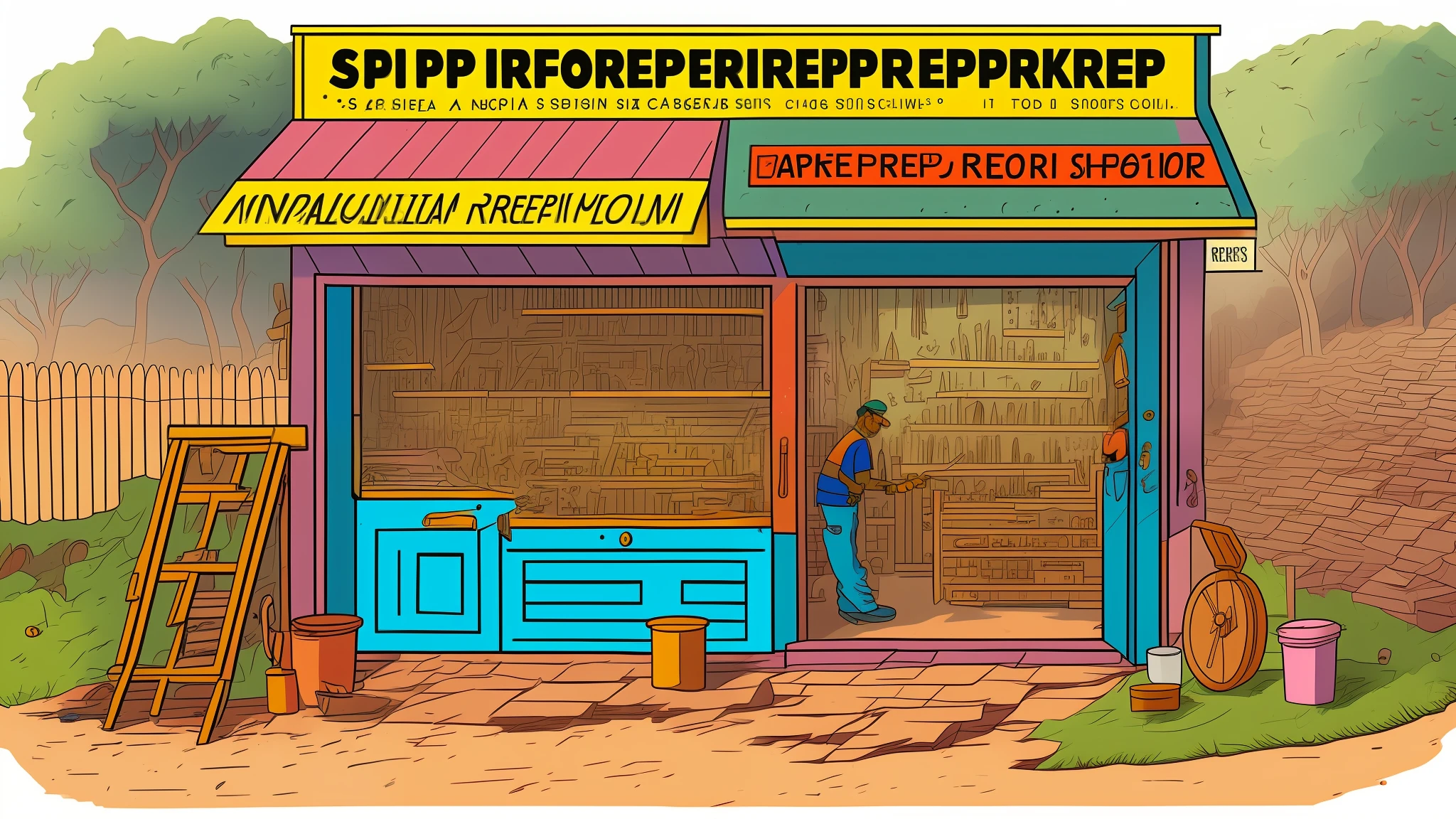 Indian repair his Shop in cartoon