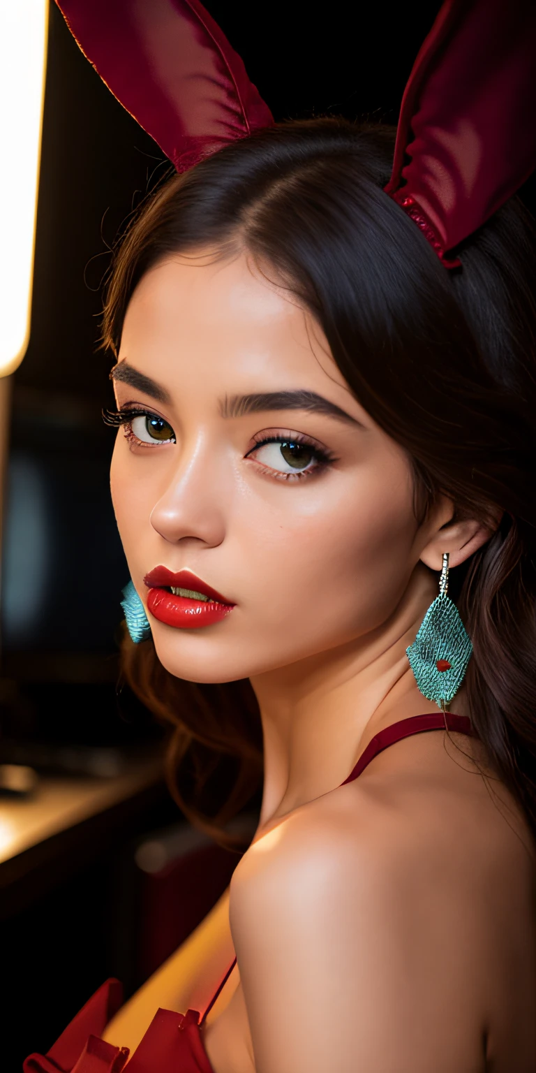 Beautiful German Woman、bionde、Whole human body、Microlingerie、hang glider、dental floss、bionde、ponie tail、length hair、blue eyed、Bimbo lips、red-lips、((Bright Red Playboy Bunny Costume))、pom、(Perfect natural big)、photoreallistic、a photo、A masterpice、Realstic、真实感、photo realism、The high-contrast、Photorealistic Digital Art Trends Art Station 8k HD High Definition Detail Real、specifics、Skin texture、 Ultra-detailded, realistic skin textures, s Armor, 最好质量, ultra-high-resolution, (photoreallistic: 1.4), Hi-Def, specifics, Raw foto, Sharp Re, by Lee Jefferies Nikon D850 Film Stock Photo 4 Camera Kodak Portra 400 Lens F1.6 rich colors Ultra-realistic textures Dramatic lighting Unreal engine Trending at Art Station Cinestill 800,