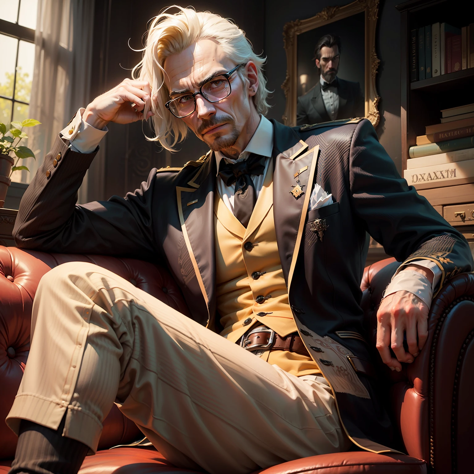 Maximilian Archibald, um homem de meia-idade com cabelos grisalhos e olhos penetrantes, is a renowned writer and researcher specializing in ancient civilizations. His austere appearance and impeccable dress reflect his passion for history. Curiosamente, Maximilian has an enigmatic tattoo on his left forearm, whose meaning remains a mystery even to him. --auto