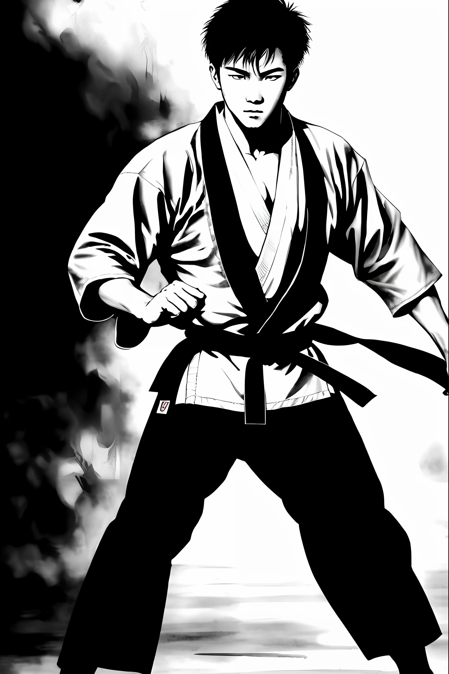 young male,Martial arts style,Ink wind,cool guy